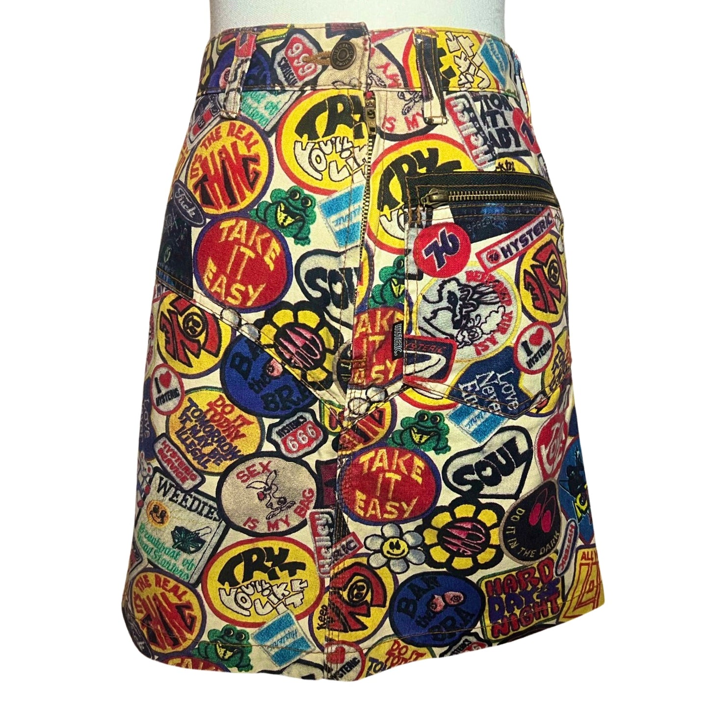 HYSTERIC GLAMOUR ALL OVER PRINT DIRTY PATCH SKIRT