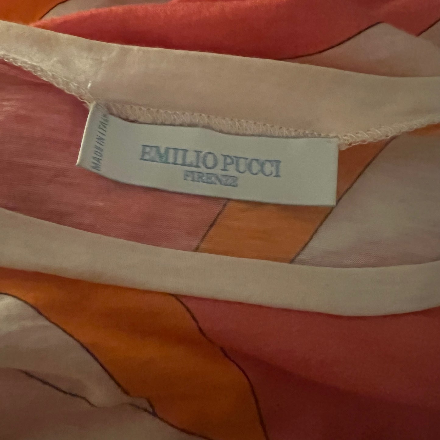PUCCI 2000s PINK & ORANGE T SHIRT GEOMETRIC