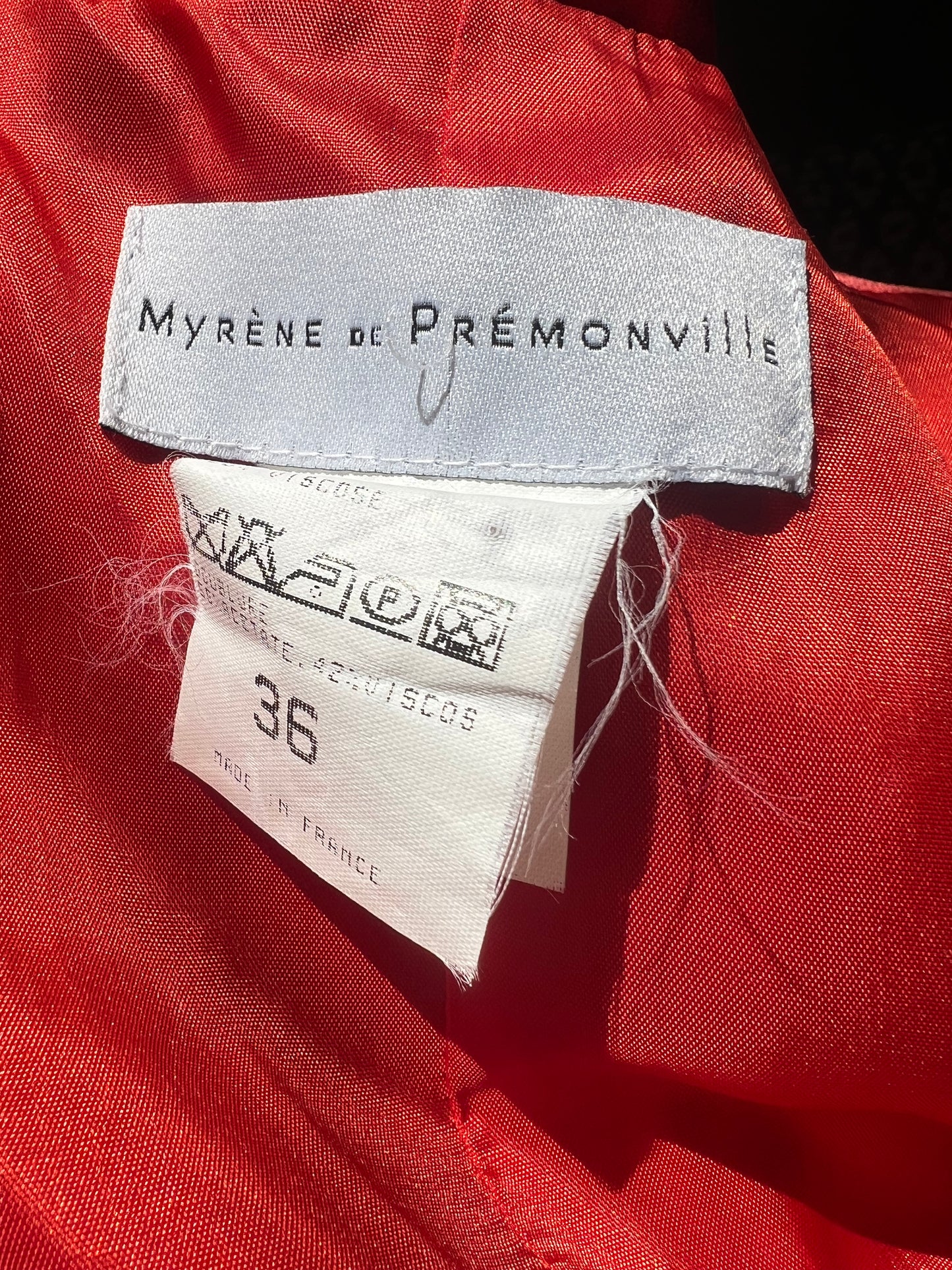90s MYRENE DE PREMONVILLE RED LONG VELVET JACKET