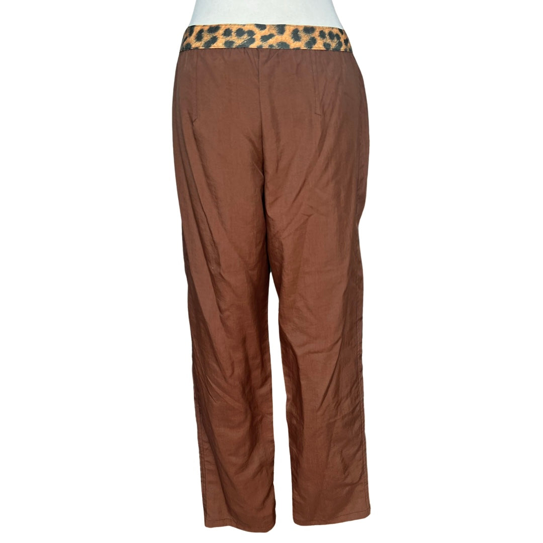 JEAN PAUL GAULTIER 90s BROWN LEOPARD BELTED NYLON PANTS