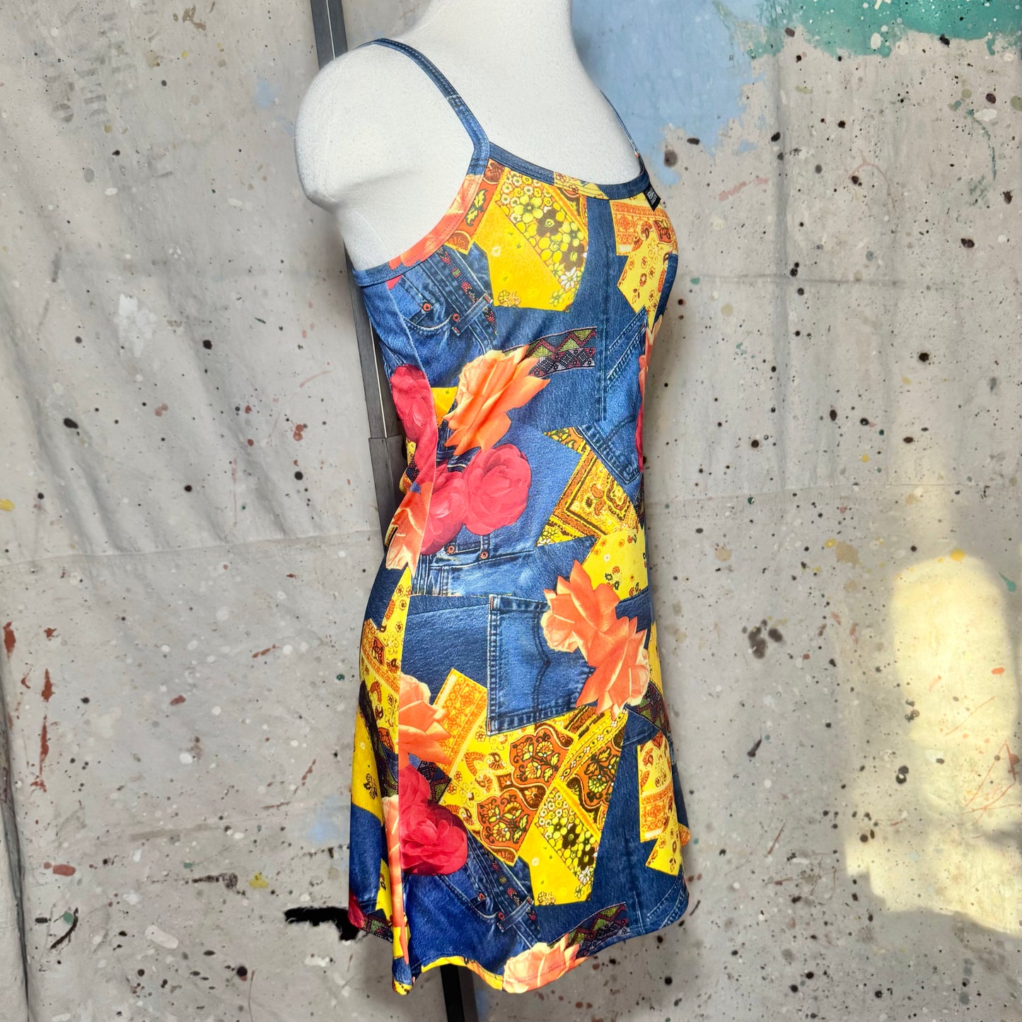 1990's Versace Trompe-Loeil Printed Denim Dress