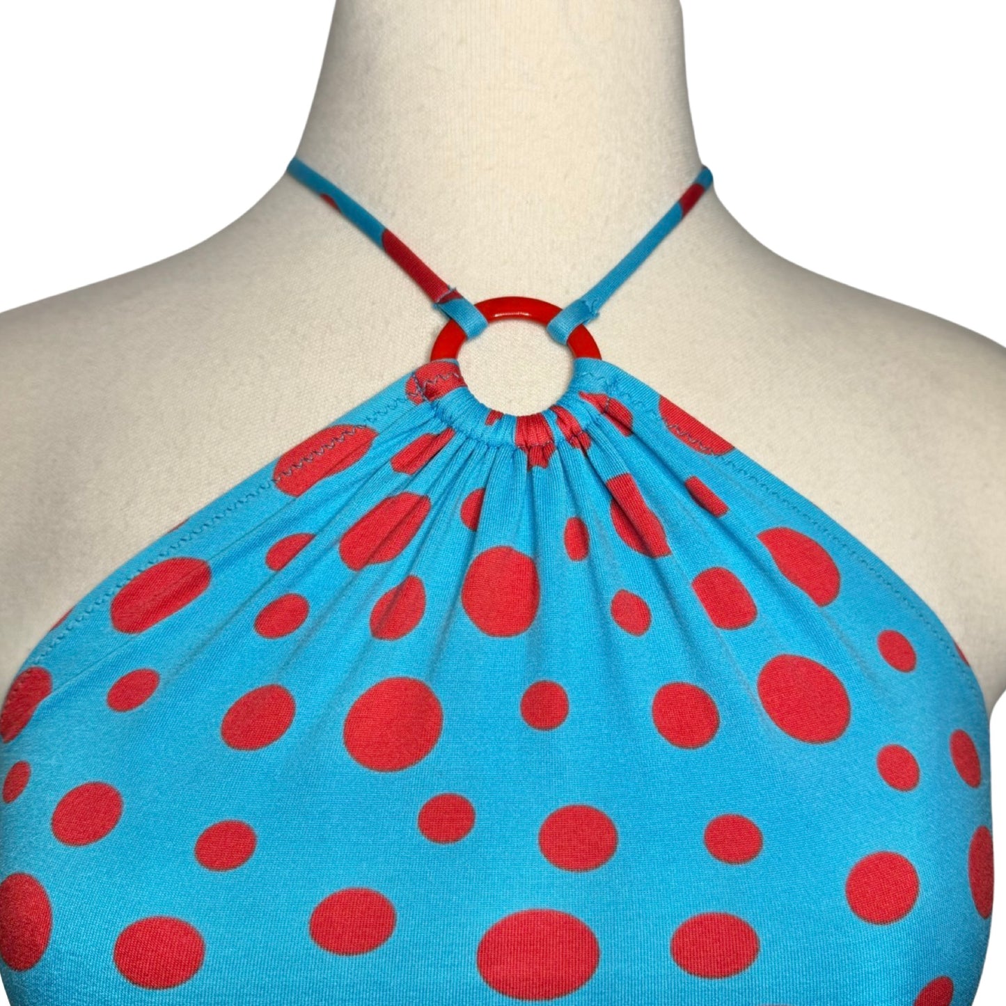 D&G HALTER NECK RING MINI POLKA DOT DRESS