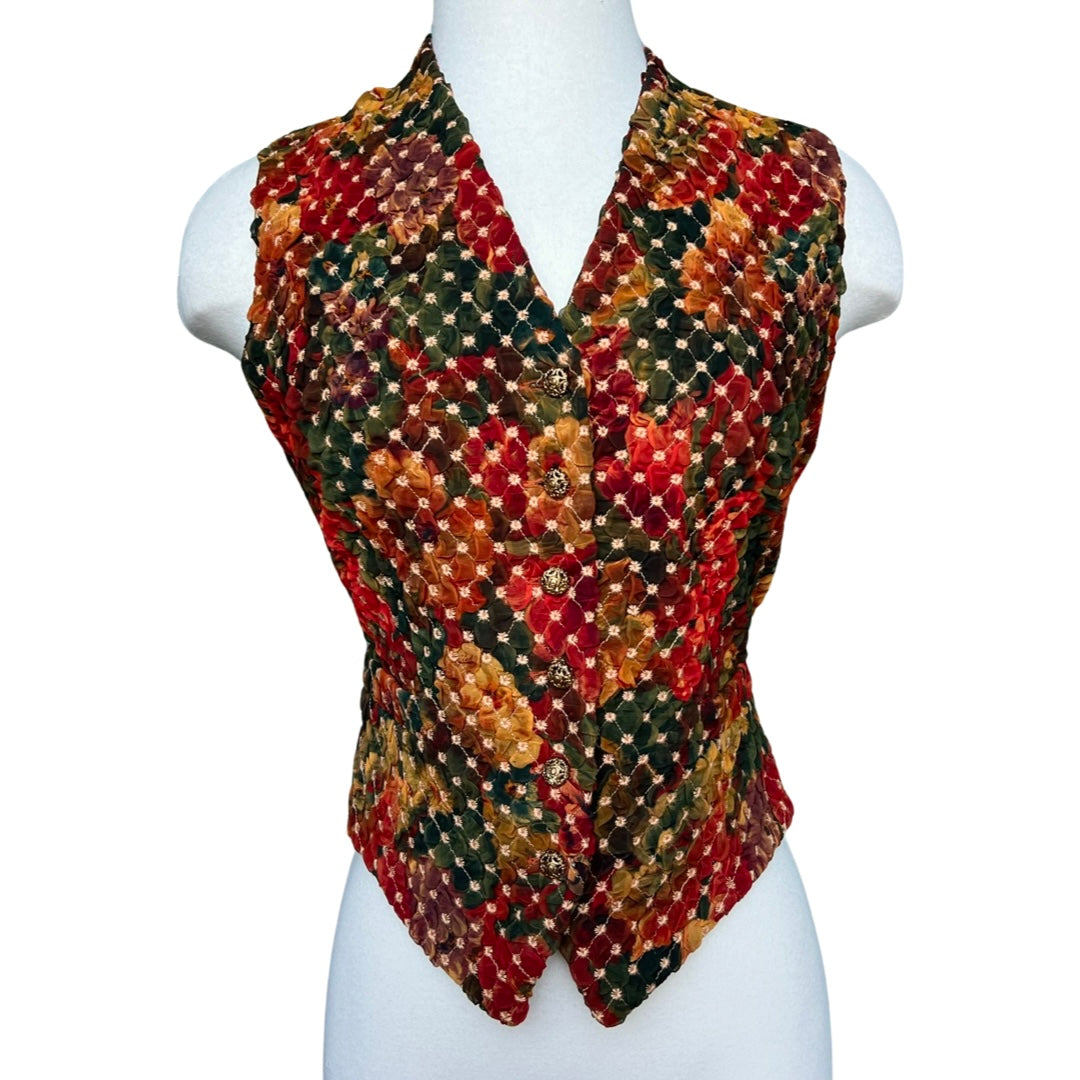 2000s PLEIN SUD SILK EMBROIDERED BUCKLE BACK VEST