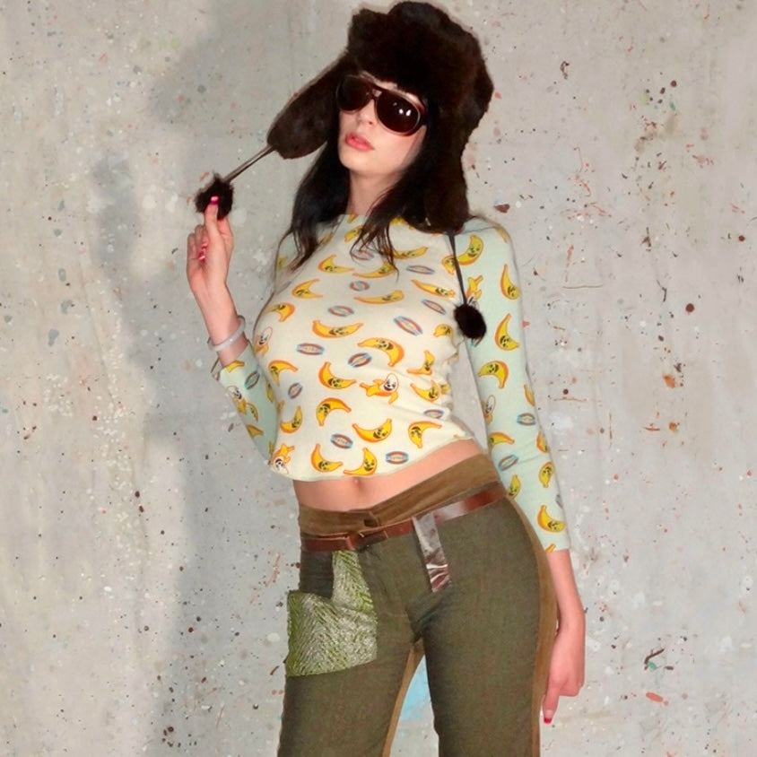 90s HYSTERIC GLAMOUR GRUNGE POPS BANANA KNIT TOP