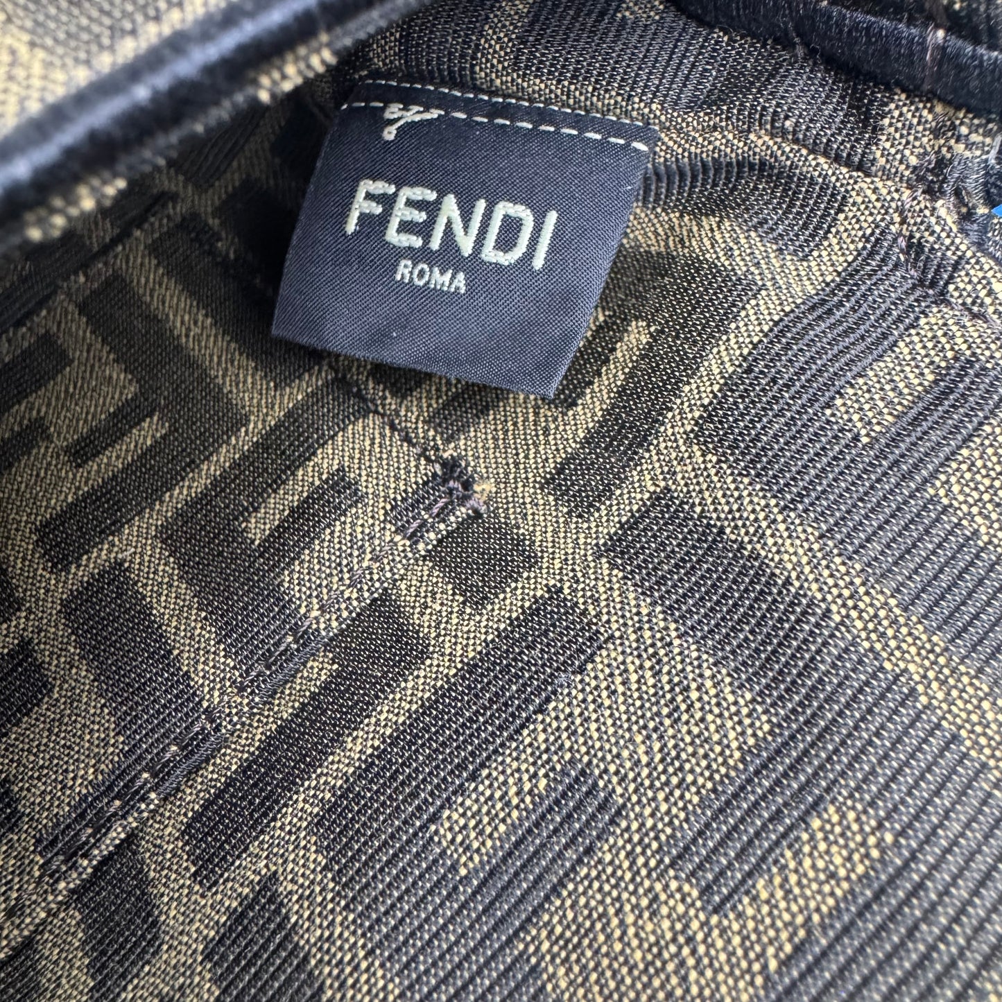 FENDI MINI BROWN FF MONOGRAM JACQUARD BAGUETTE