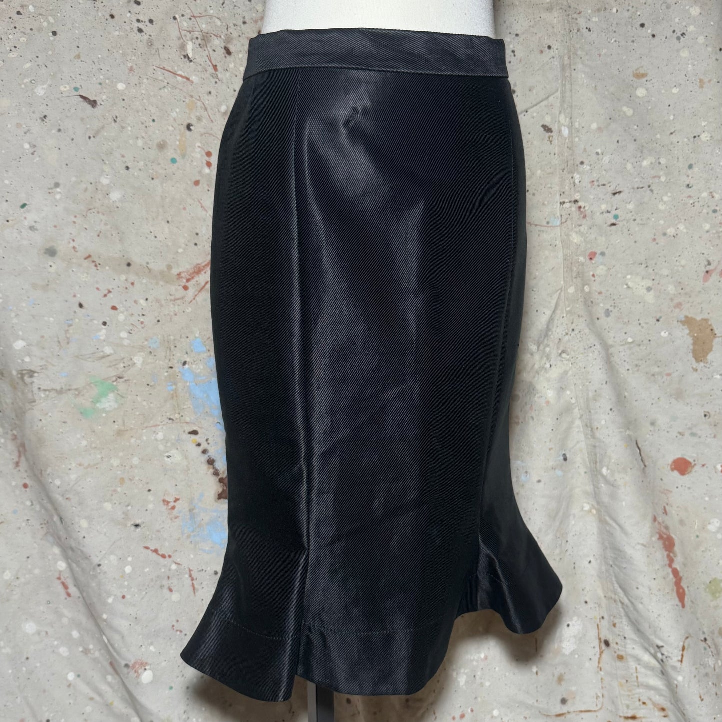VIVIENNE WESTWOOD BLACK ANGLOMANIA TRUMPET FRILL MERMAID PENCIL SUIT SKIRT