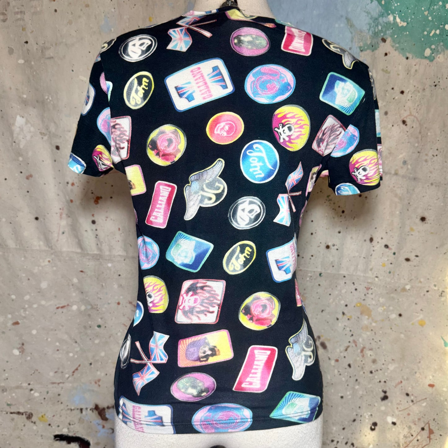 John Galliano All Over Patch Print Shirt