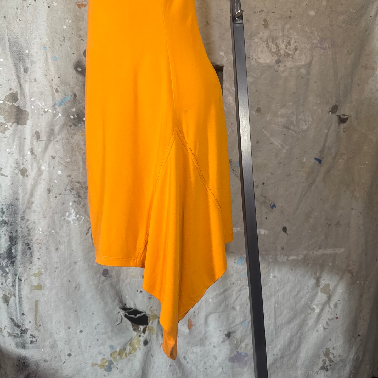 VERSACE 1996 ORANGE SPAGHETTI STRAP ASYMMETRICAL DRESS