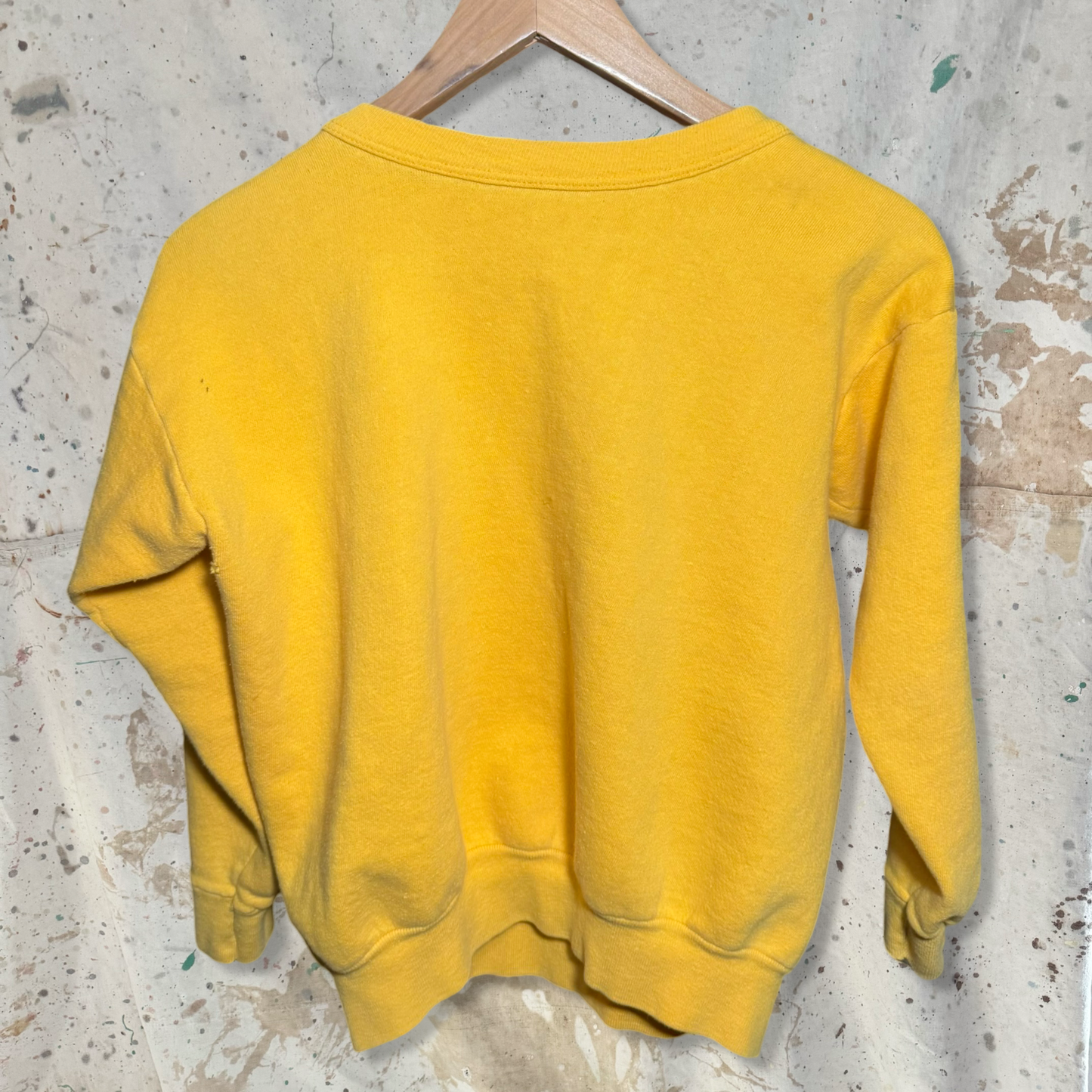 1970s MAGIC MOUNTAIN BLOOP TROLL MASCOT YELLOW CREW NECK SWEATER