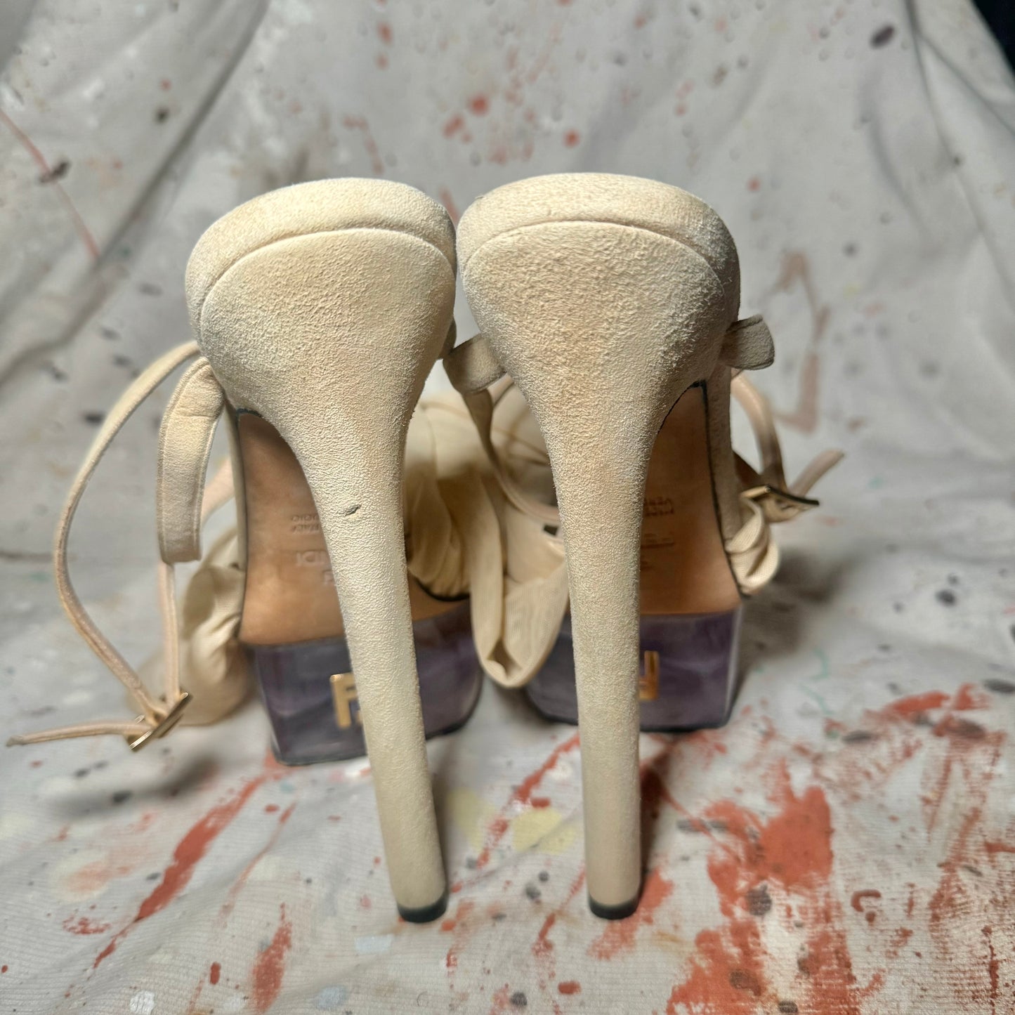 FENDI SS 2010 LUCITE WRAP PLATFORM RUNWAY HEELS - 40
