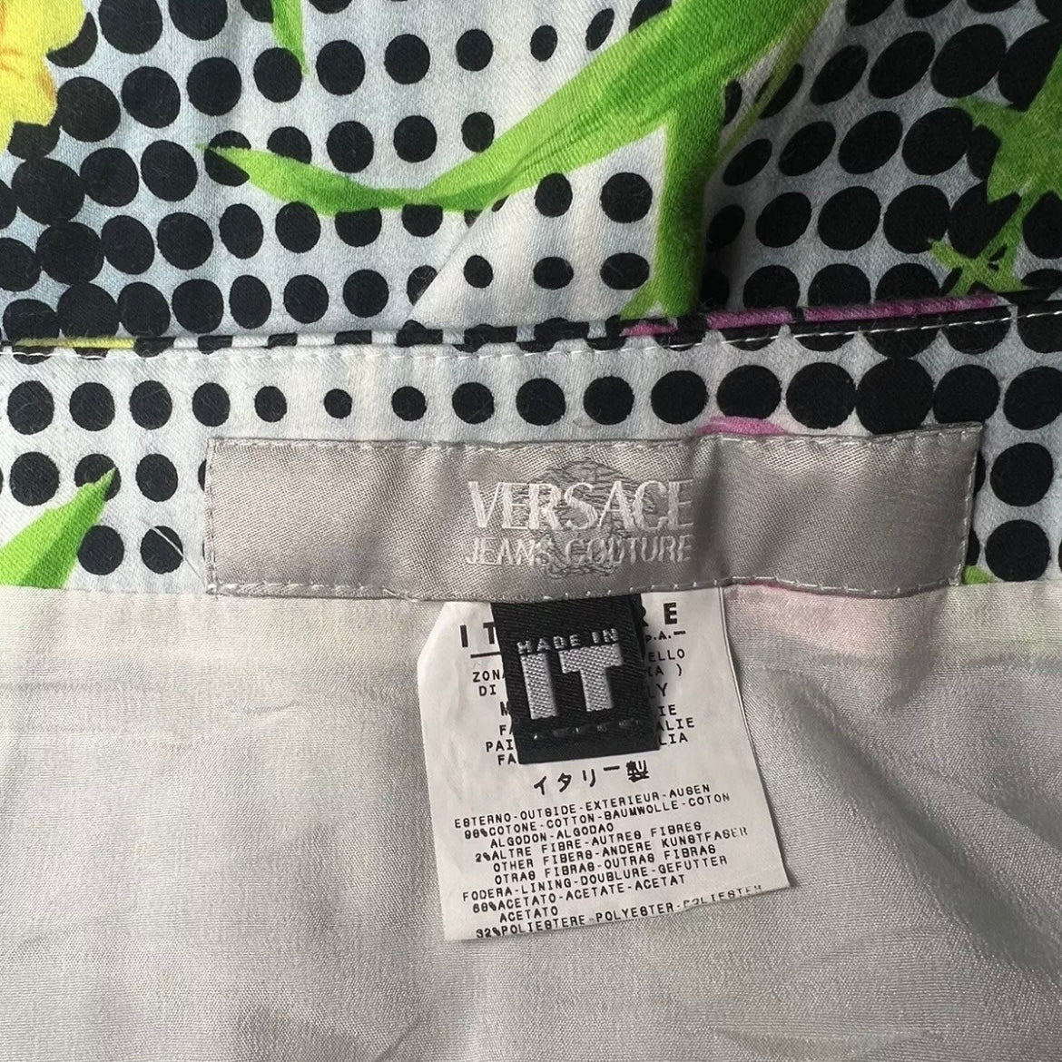 2000S VERSACE DOT & FLORAL PRINTED SKIRT
