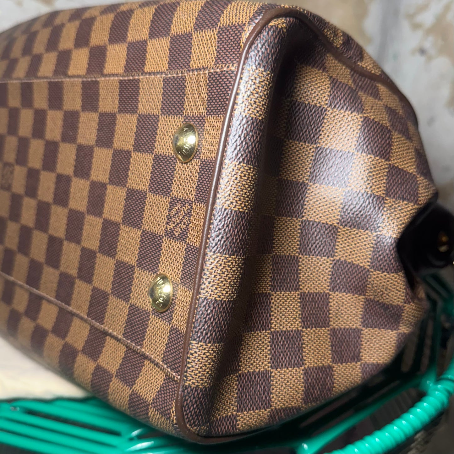 2007 LOUIS VUITTON EBENE TREVI GM BROWN DAMIER MONOGRAM BAG w 2 WAY STRAP