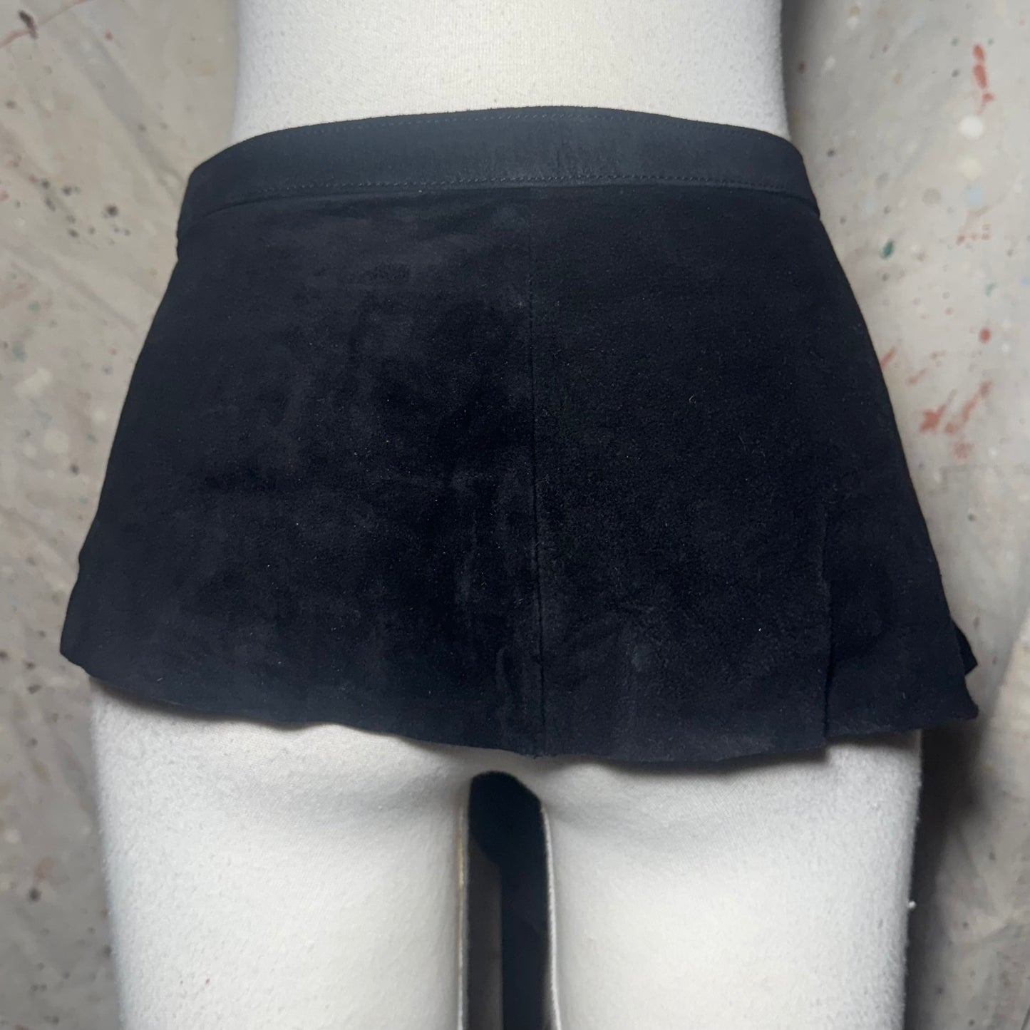 CHLOÉ BLACK RAW EDGE SUEDE DRAPE PEPLUM RUFFLE BUCKLE BELT