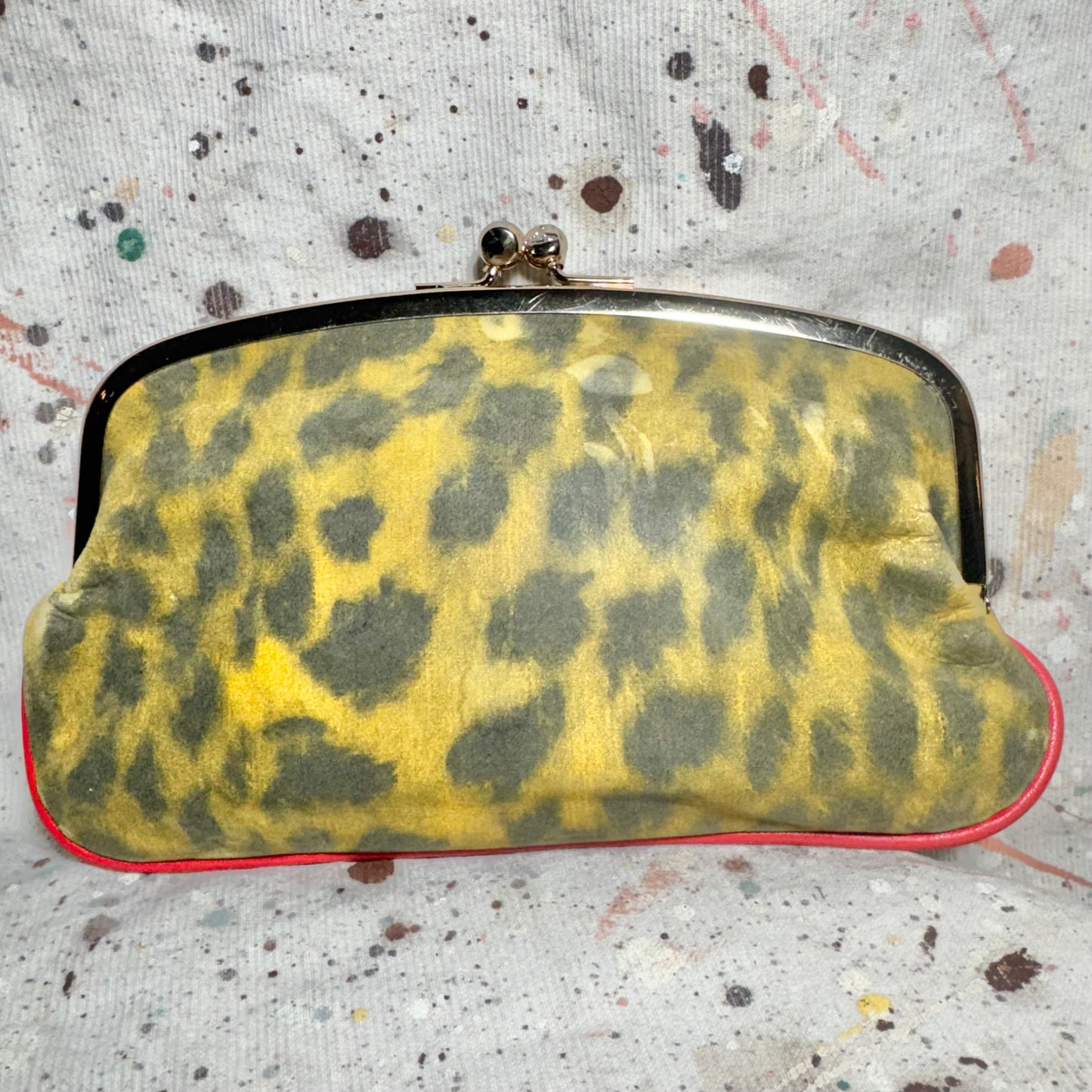 VIVIENNE WESTWOOD LET IT ROCK LEOPARD KISS LOCK WALLET CLUTCH