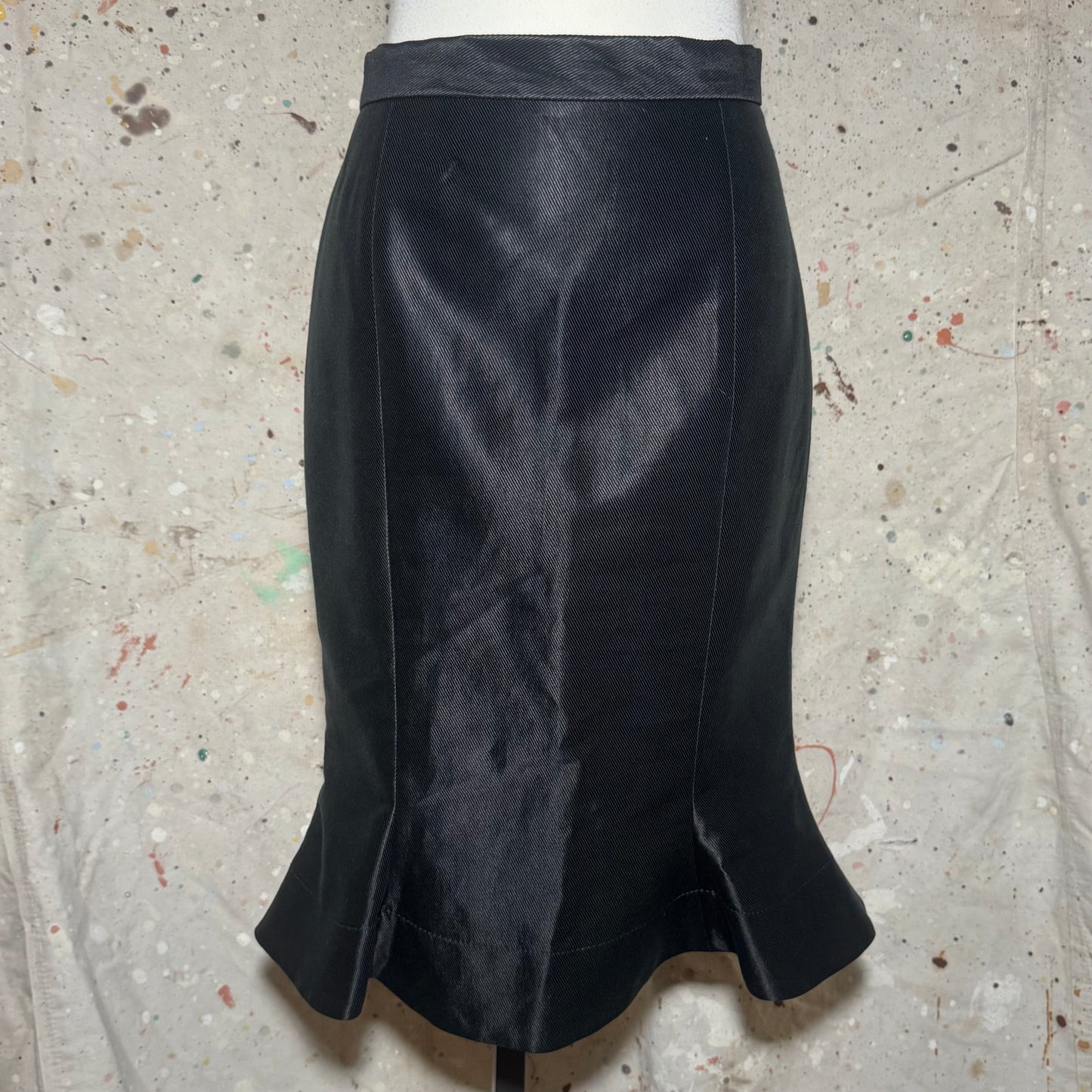 VIVIENNE WESTWOOD BLACK ANGLOMANIA TRUMPET FRILL MERMAID PENCIL SUIT SKIRT