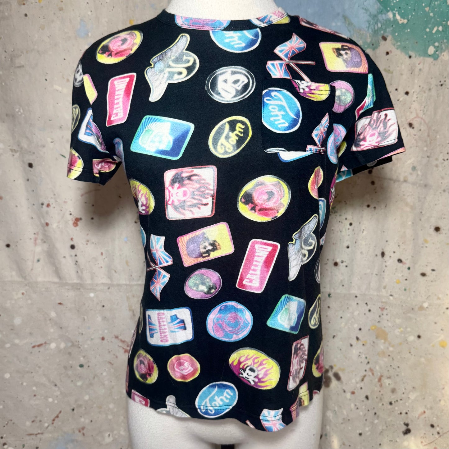 John Galliano All Over Patch Print Shirt