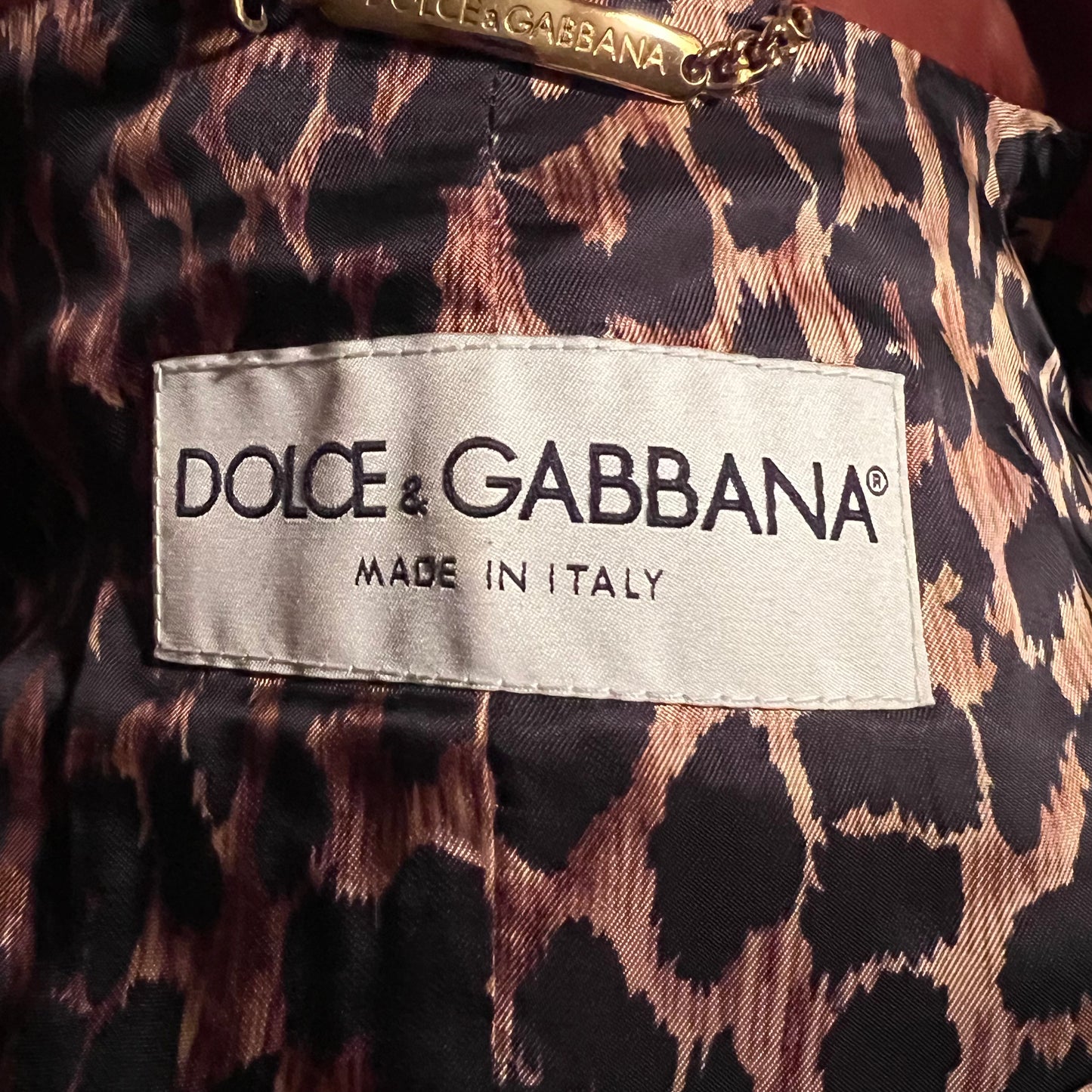 DOLCE & GABBANA BROWN BACK BUCKLE LEATHER JACKET