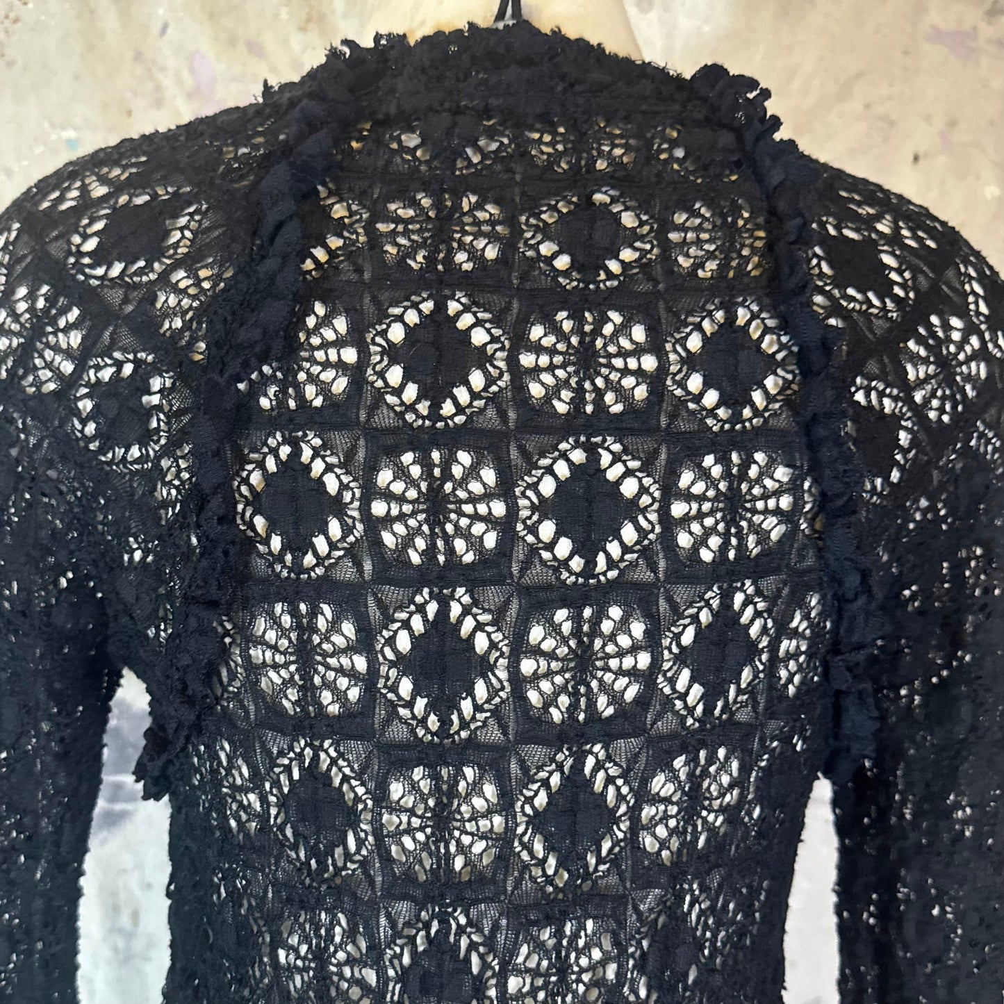 ISABEL MARANT BLACK CROCHET 3/4 SLEEVE DRESS