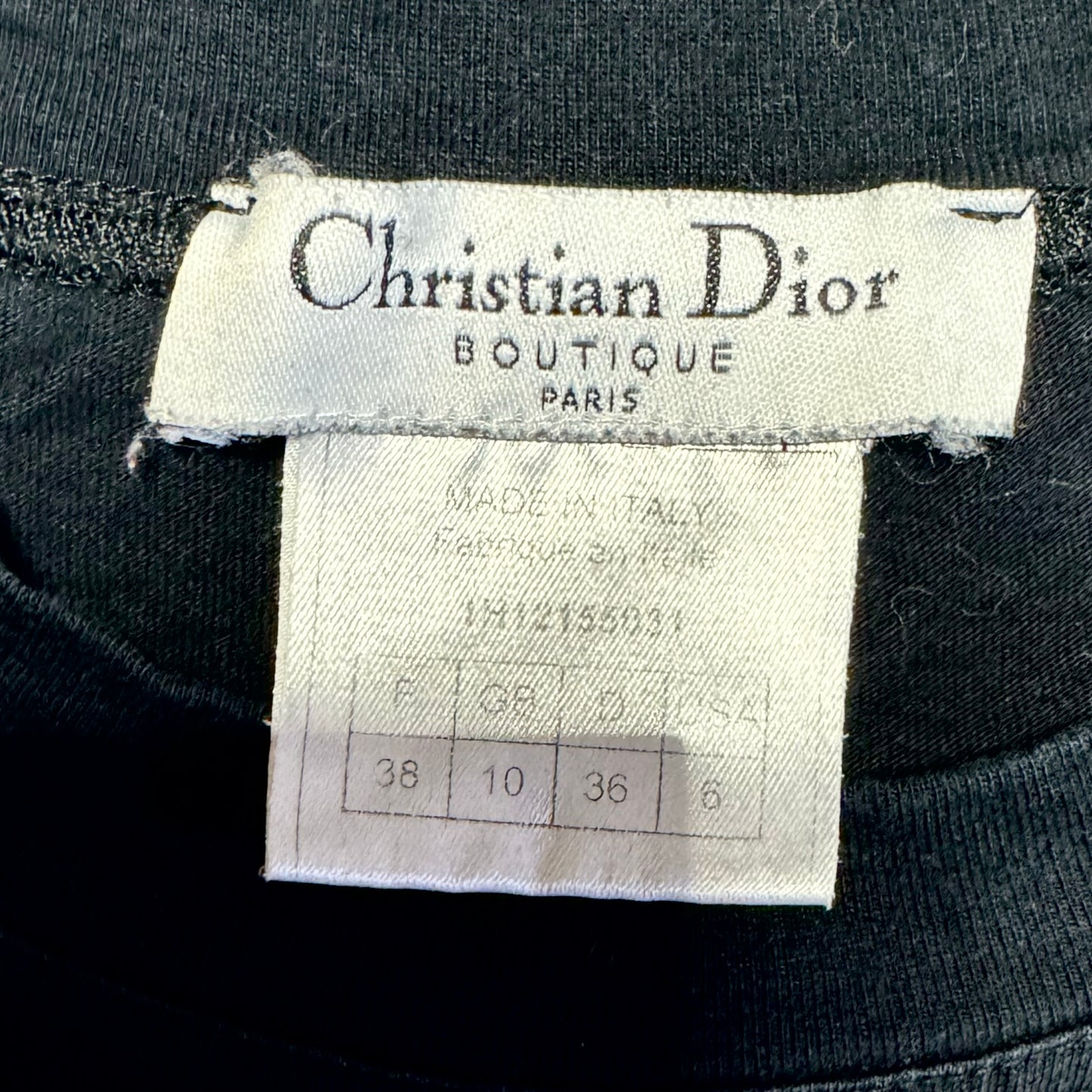 2001 J’adore Dior World Champion Black Velvet Print Long Sleeve