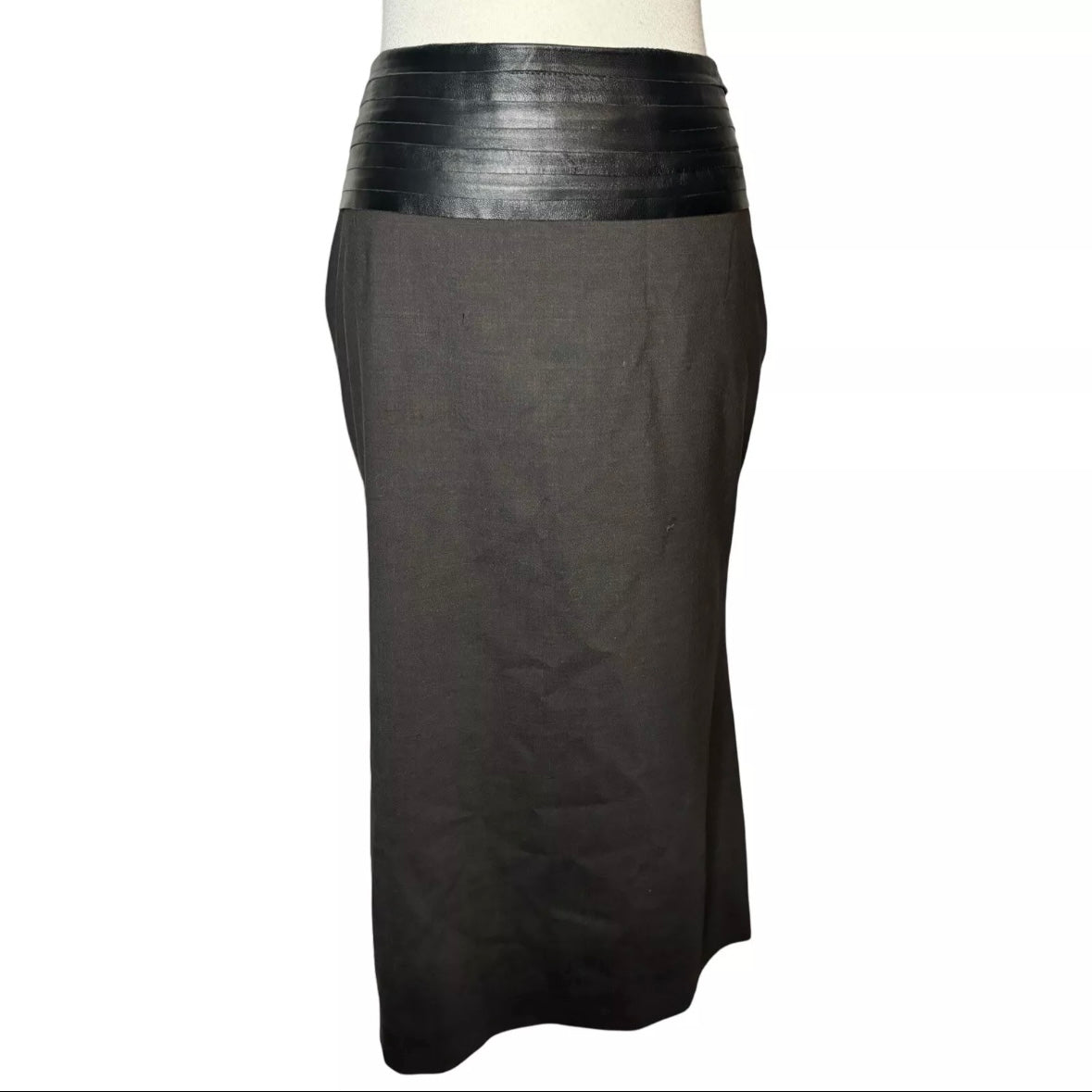 90s GIANFRANCO FERRE LEATHER PLEATED WAIST SKIRT