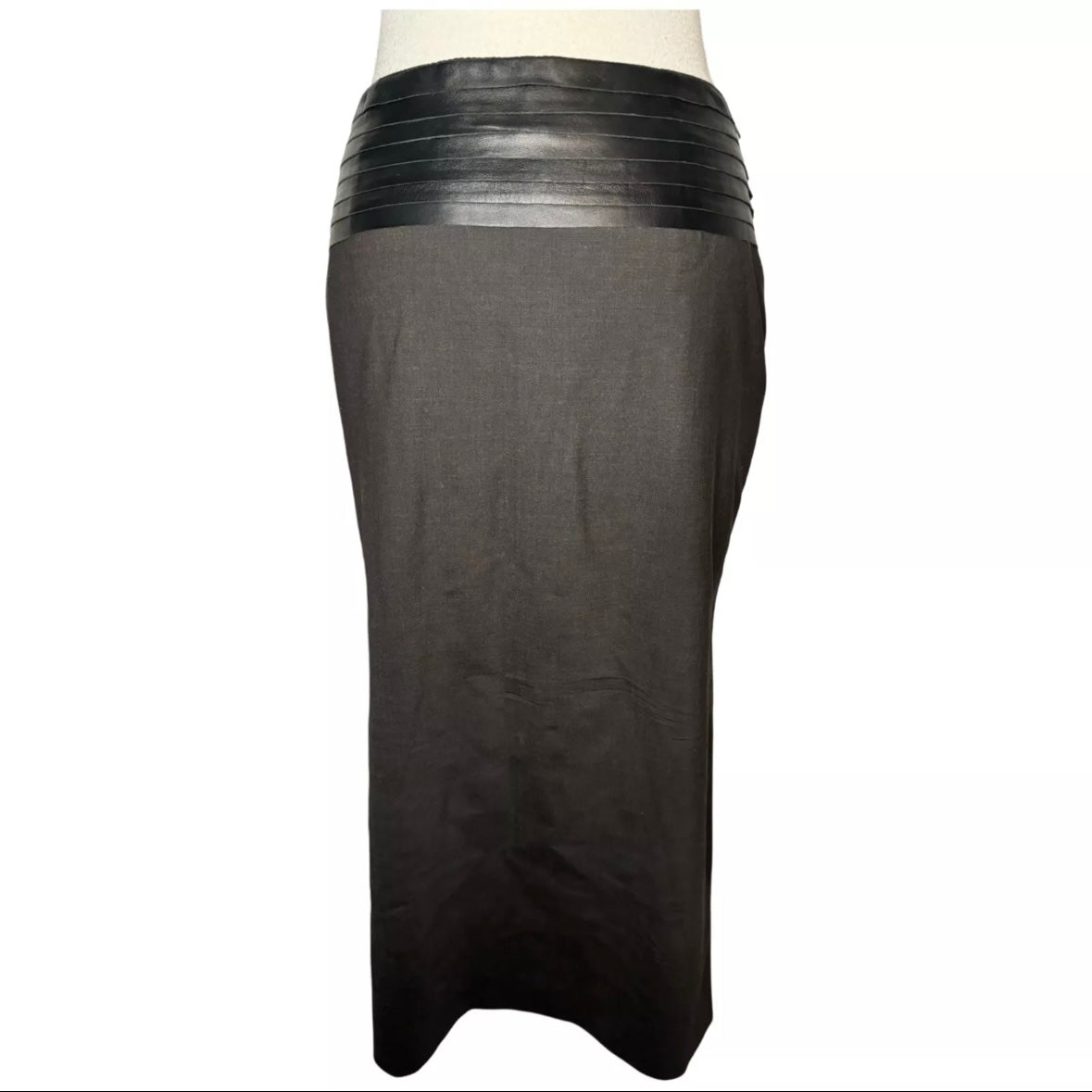 90s GIANFRANCO FERRE LEATHER PLEATED WAIST SKIRT