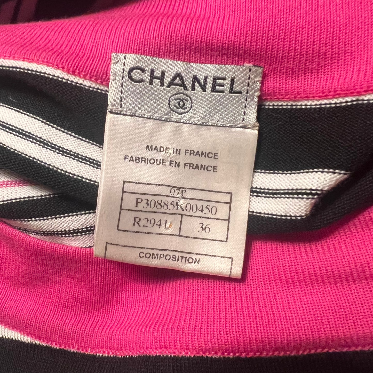 2007 RUNWAY CHANEL STRIPE LOGO EMBROIDERED DRESS