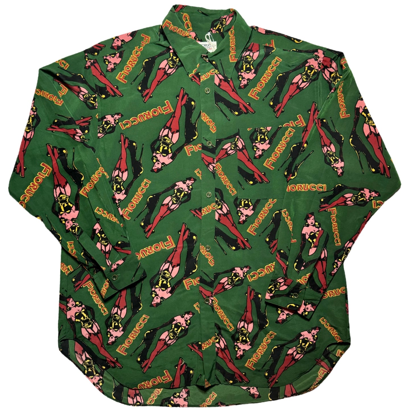 90s Fiorucci Logo pinup girl button up shirt