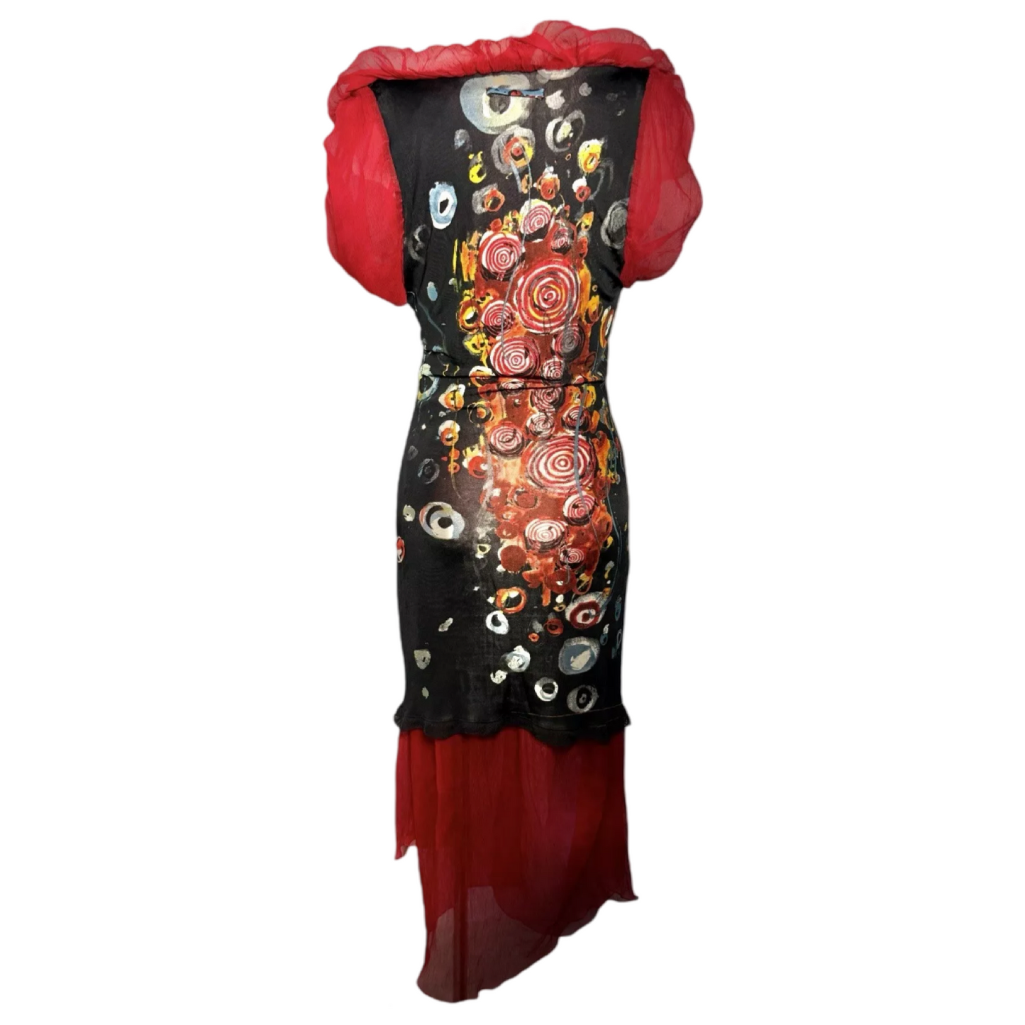 JEAN PAUL GAULTIER SILK DOT WATERCOLOR PRINT TIE FRONT DRESS