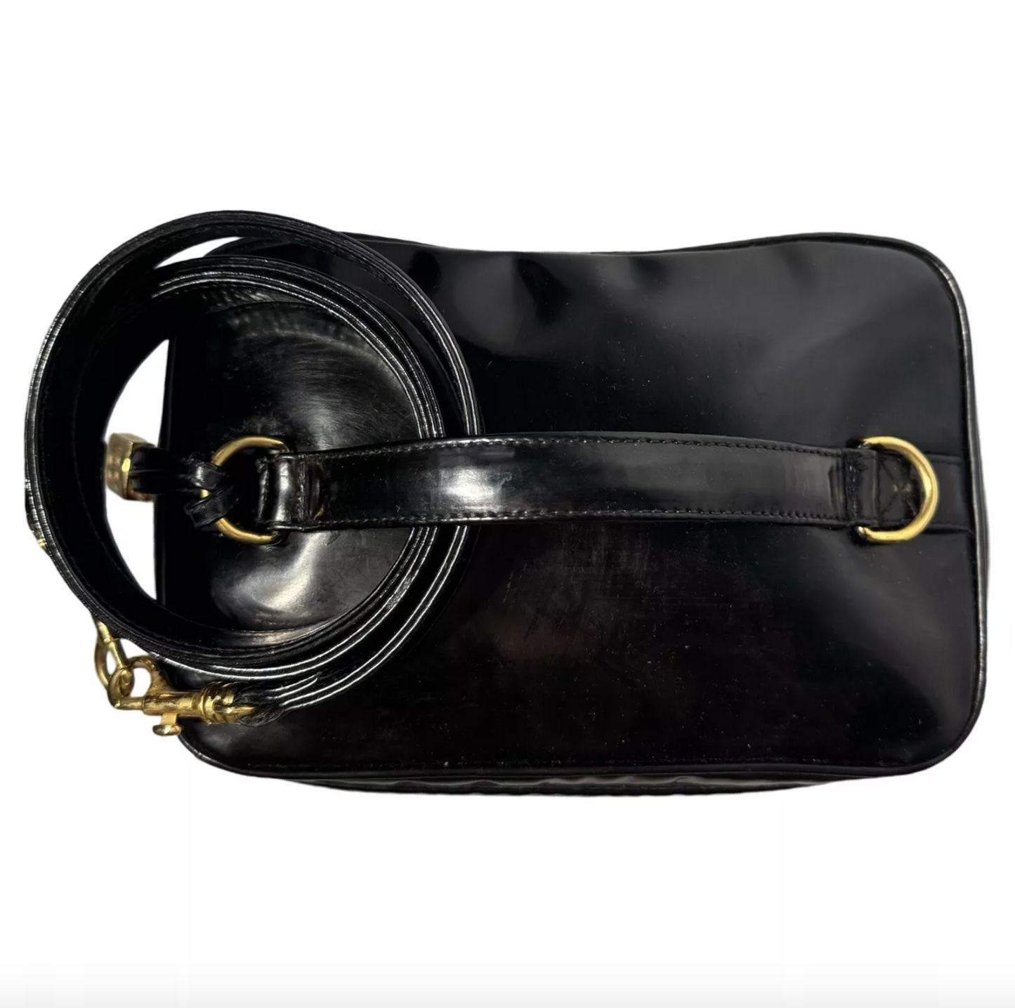 CHANEL 1996 BLACK PATENT VANITY TRAIN CASE VINTAGE