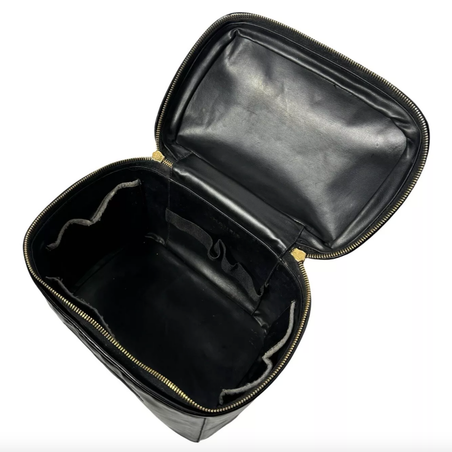 CHANEL 1996 BLACK PATENT VANITY TRAIN CASE VINTAGE
