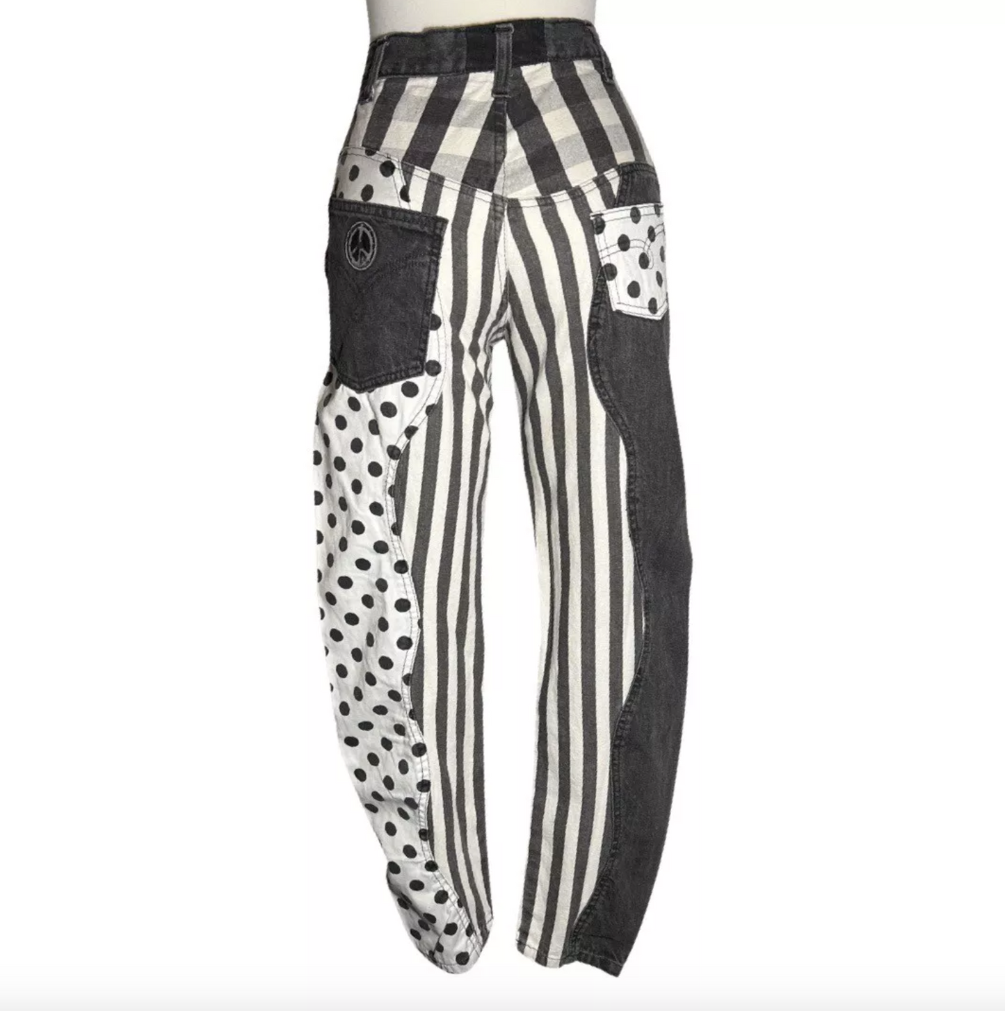 VINTAGE 80s MOSCHINO STRIPE & POLKA DOT WAVY JEANS - 26"