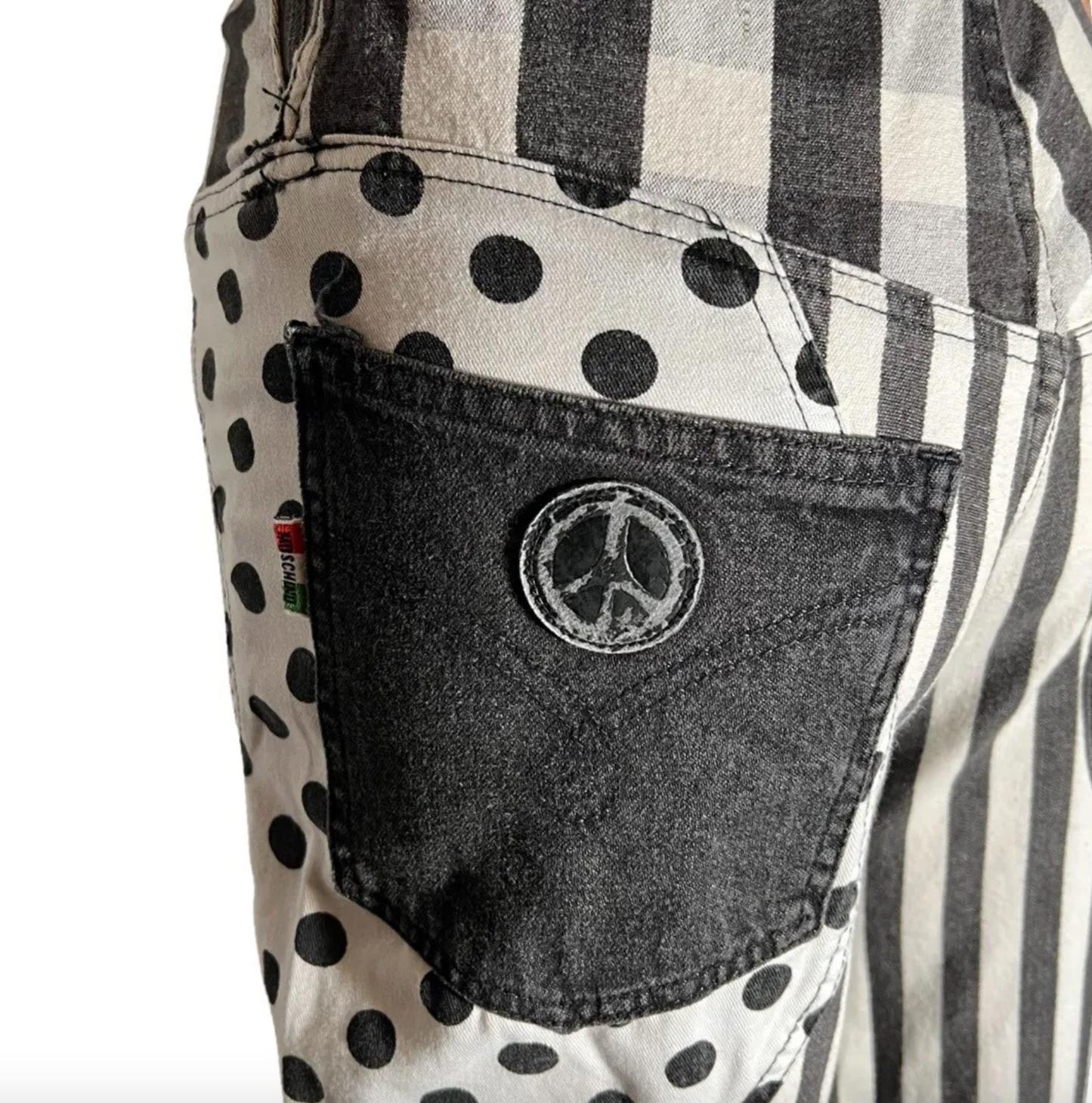 VINTAGE 80s MOSCHINO STRIPE & POLKA DOT WAVY JEANS - 26"