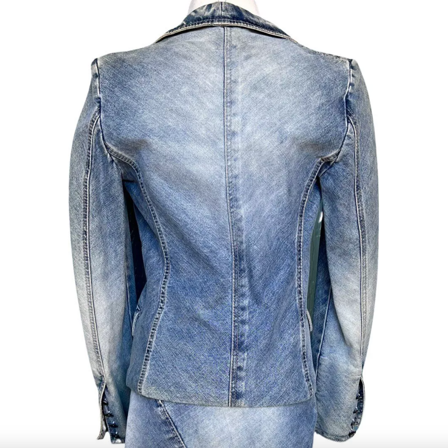 90s Fendi 3 Piece Beaded Denim Suit