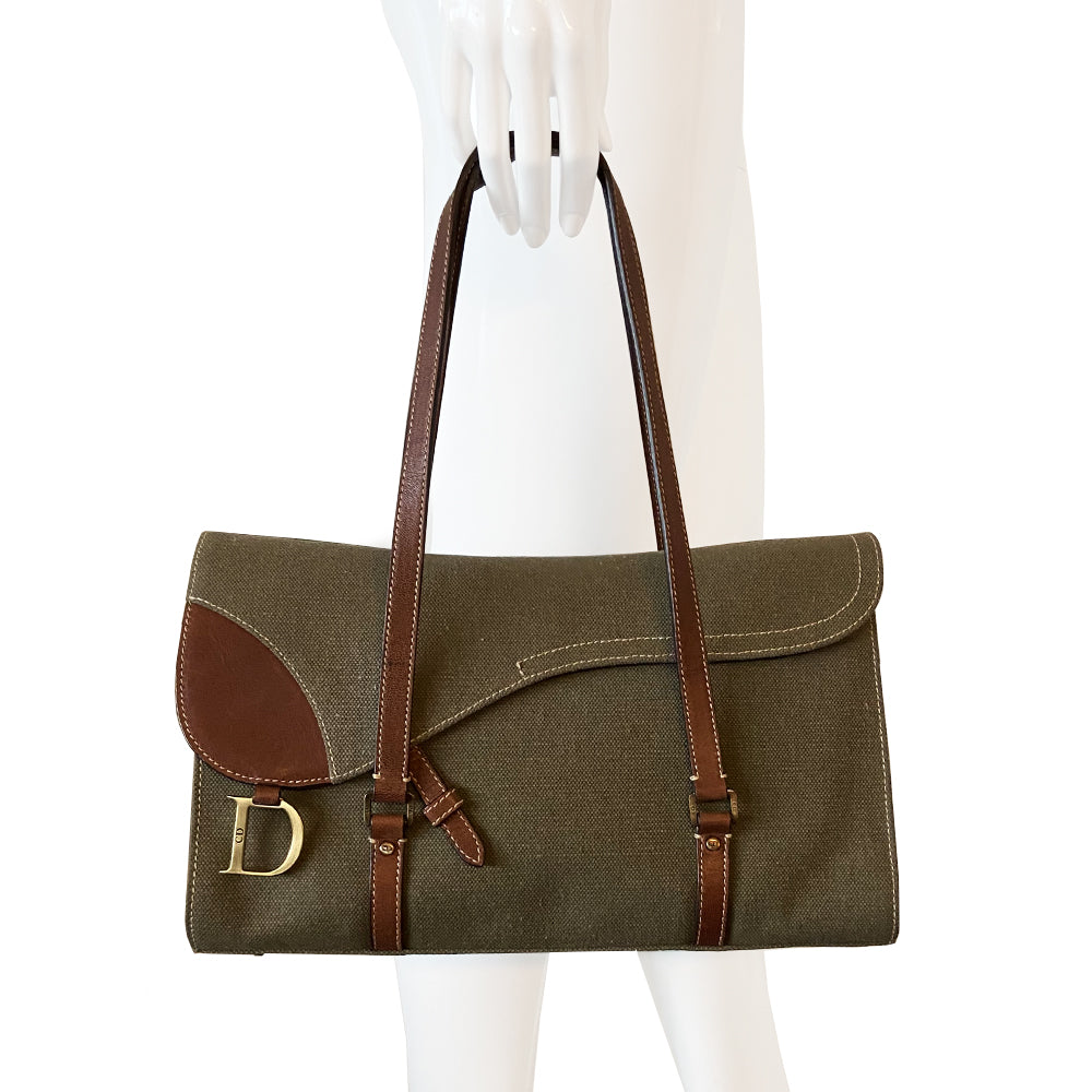 Dior Military Canvas Saddle Bag Tote