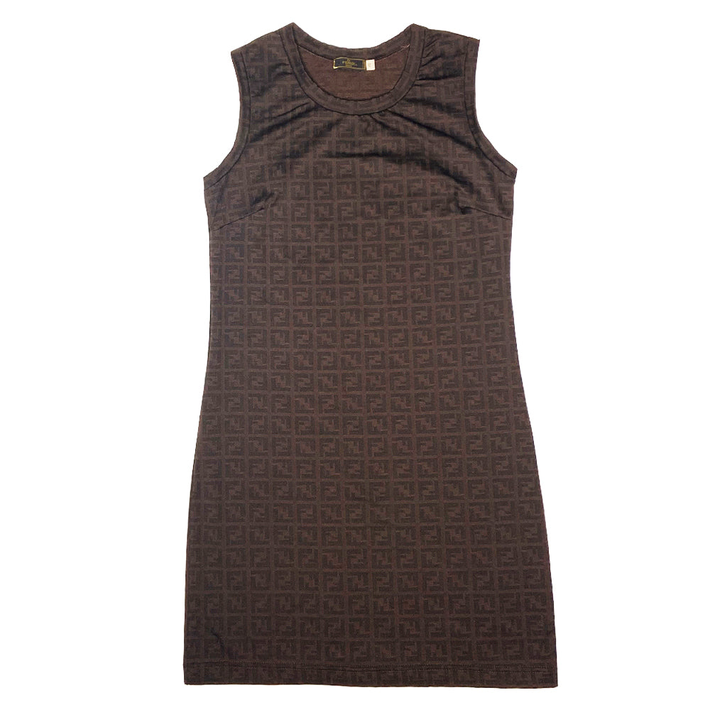 Fendi FF Monogram Zucca Stretch Knit Fabric Dress - S/M