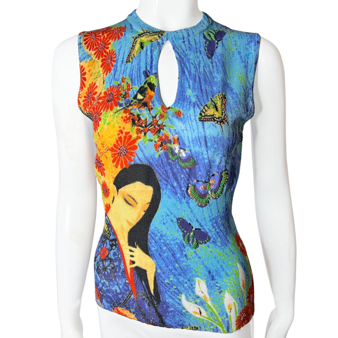 Alberto Makali Knit Keyhole Top - M
