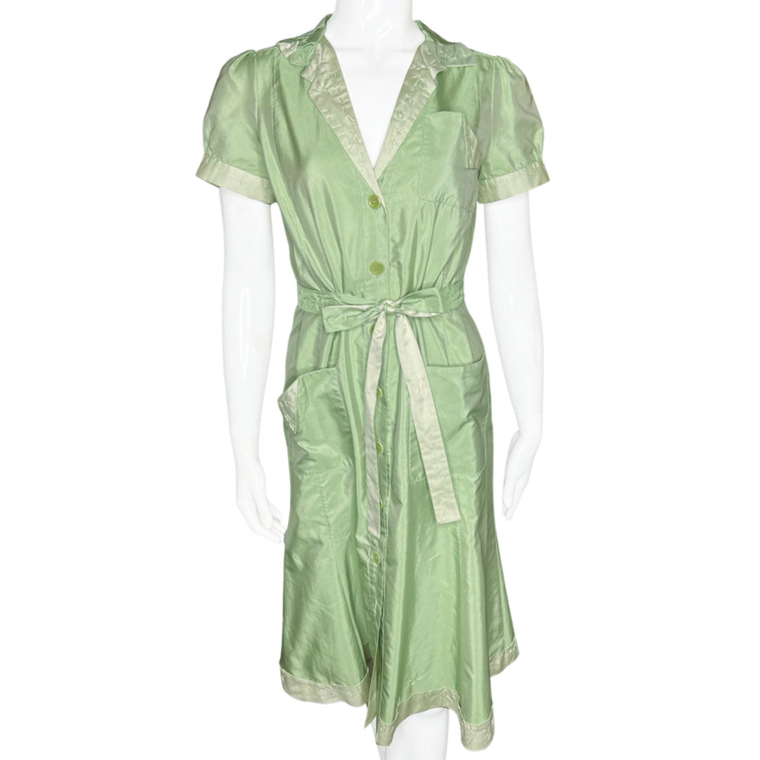 90's Moschino Green Tie Stitch Dress