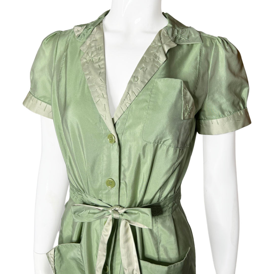 90's Moschino Green Tie Stitch Dress