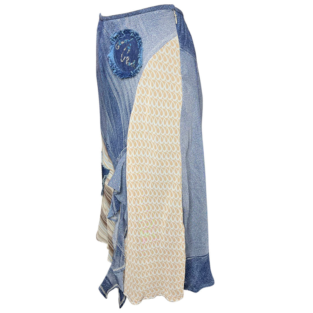 2000's Denim TROMPE L'OEIL Patchwork Skirt