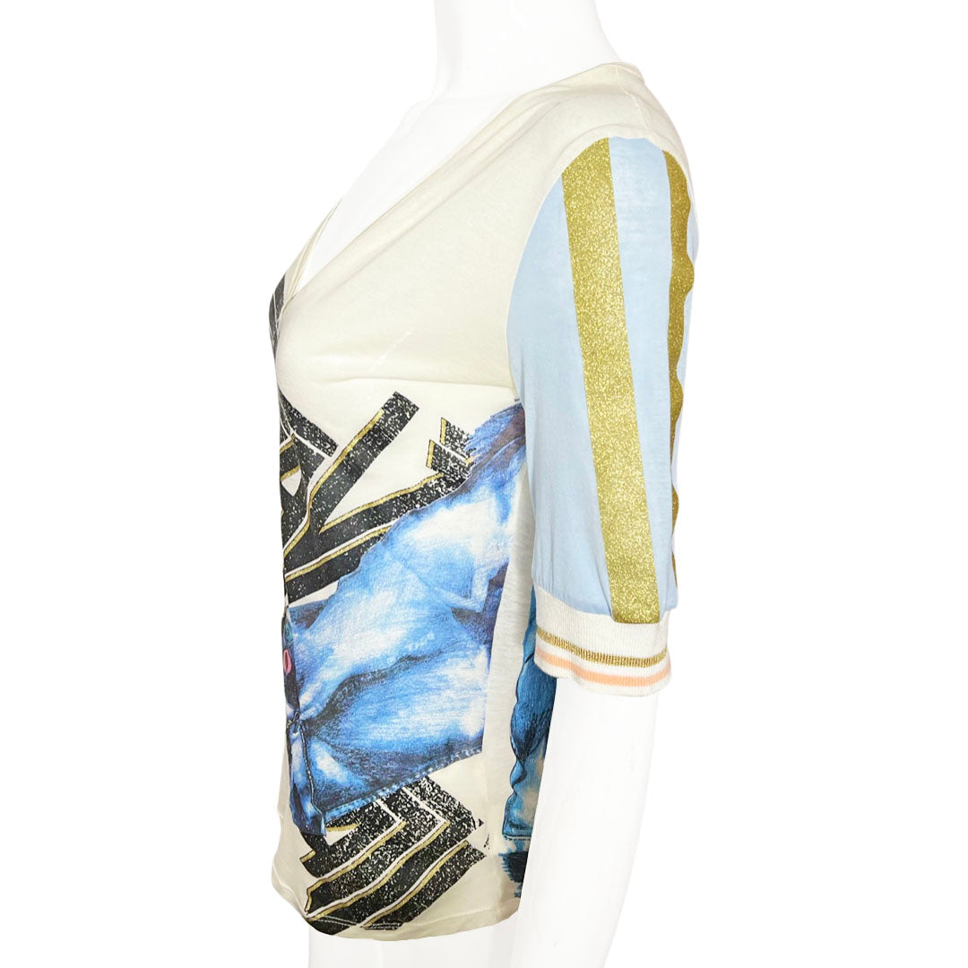 CAVALLI TROMPE L'OEIL JEAN JACKET TEE - 42