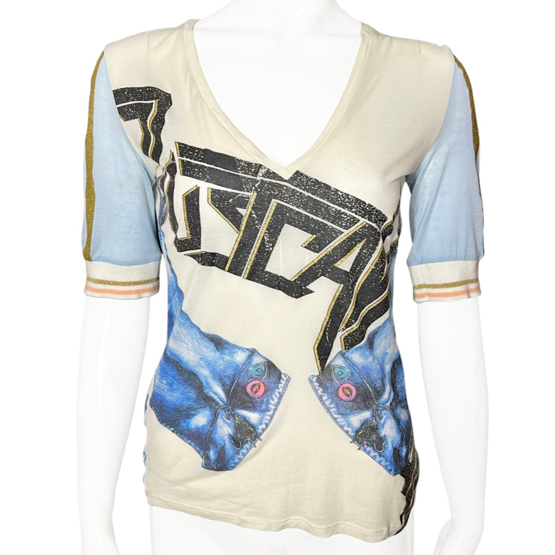 CAVALLI TROMPE L'OEIL JEAN JACKET TEE - 42