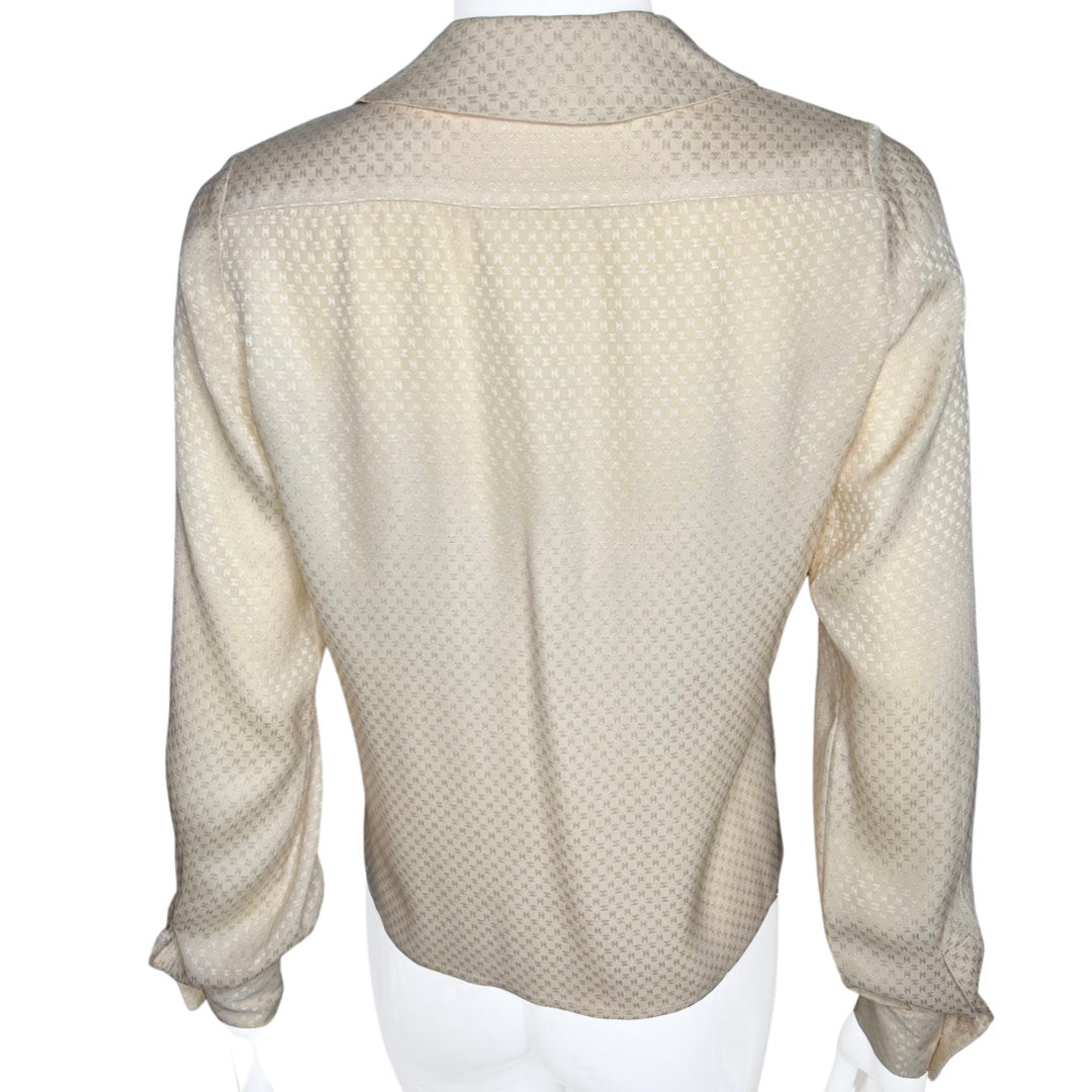 1970's Chanel All Over CC Collared Blouse - 6