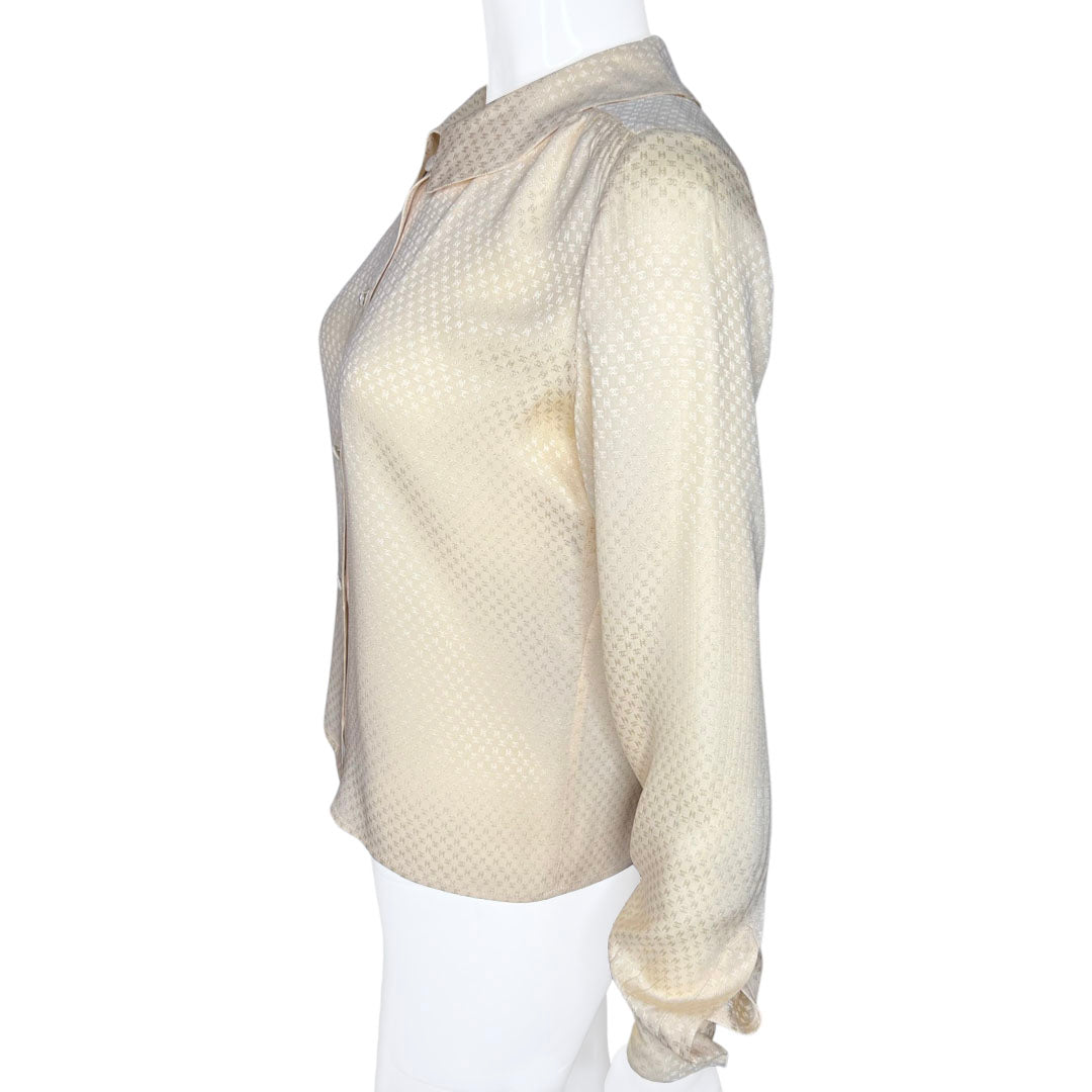 1970's Chanel All Over CC Collared Blouse - 6