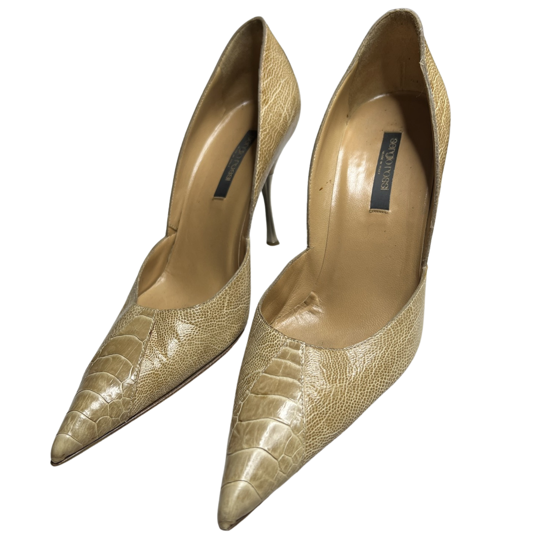 Sergio Rossi Stingray & Snake Printed Leather Steel Heel Pumps - 39