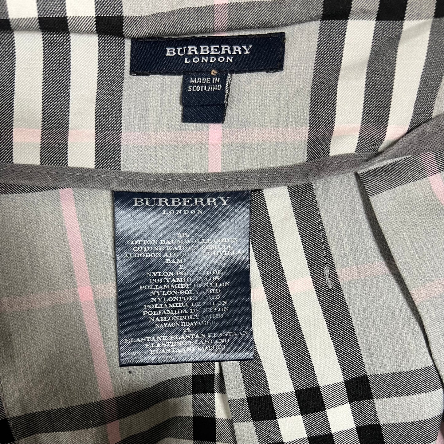 Burberry Grey & Pink Nova Check Buckle Skirt