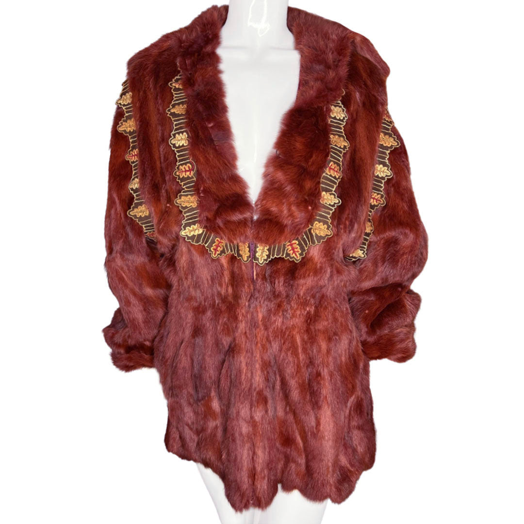 1990's FENDI LEAF EMBROIDERED FUR COAT