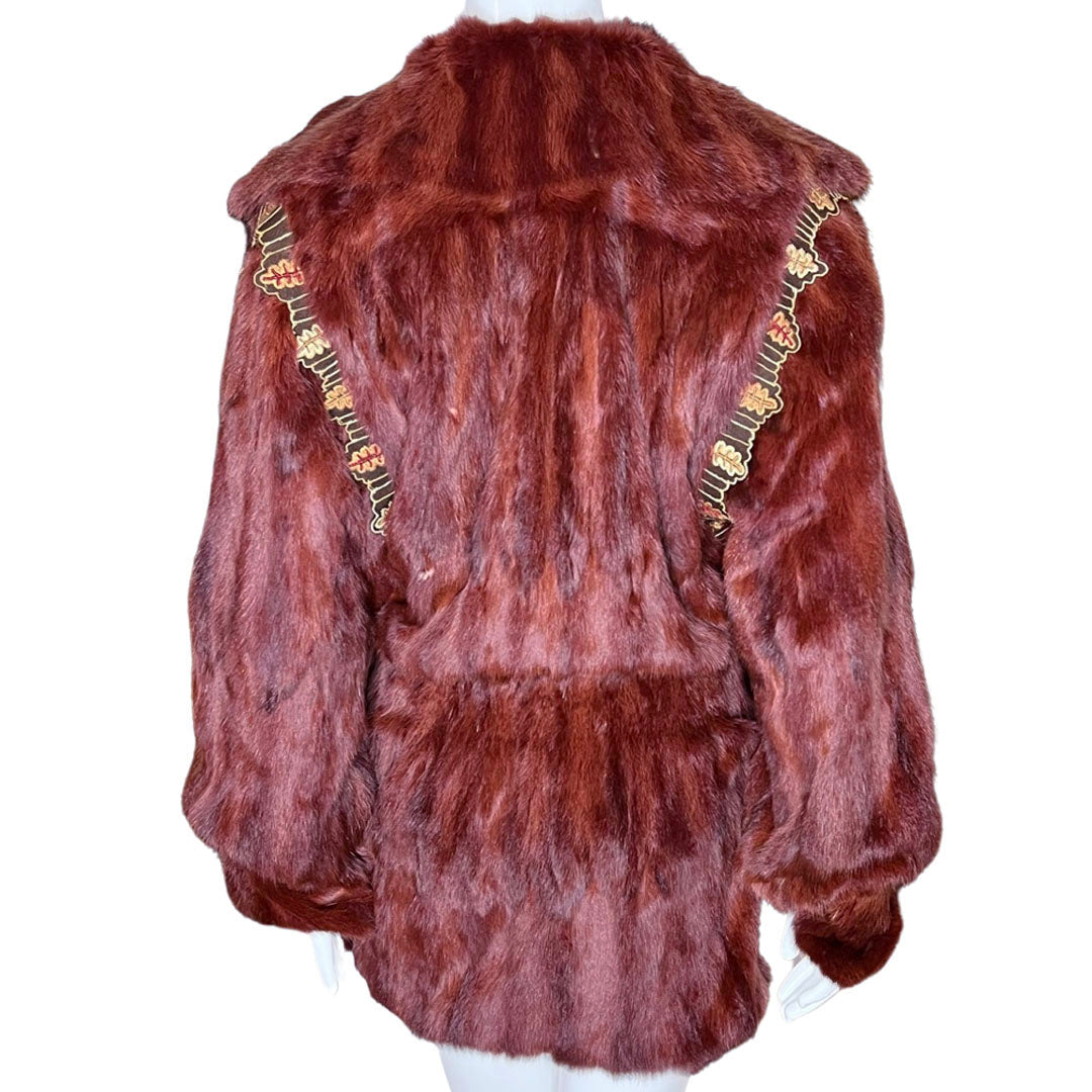 1990's FENDI LEAF EMBROIDERED FUR COAT