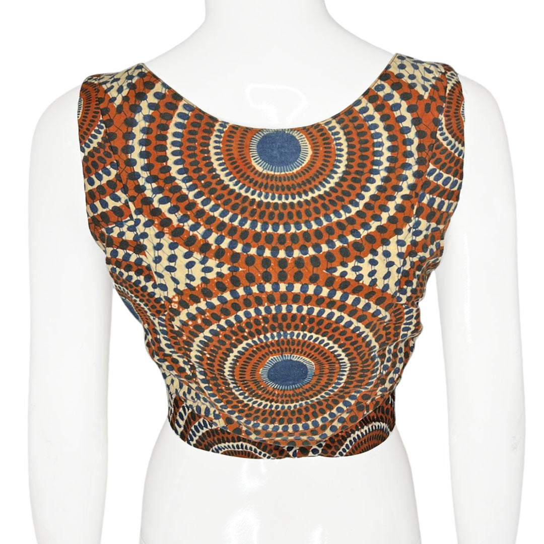 1970's Circle Dot Cutout Printed Crop Tie Shirt - S/M