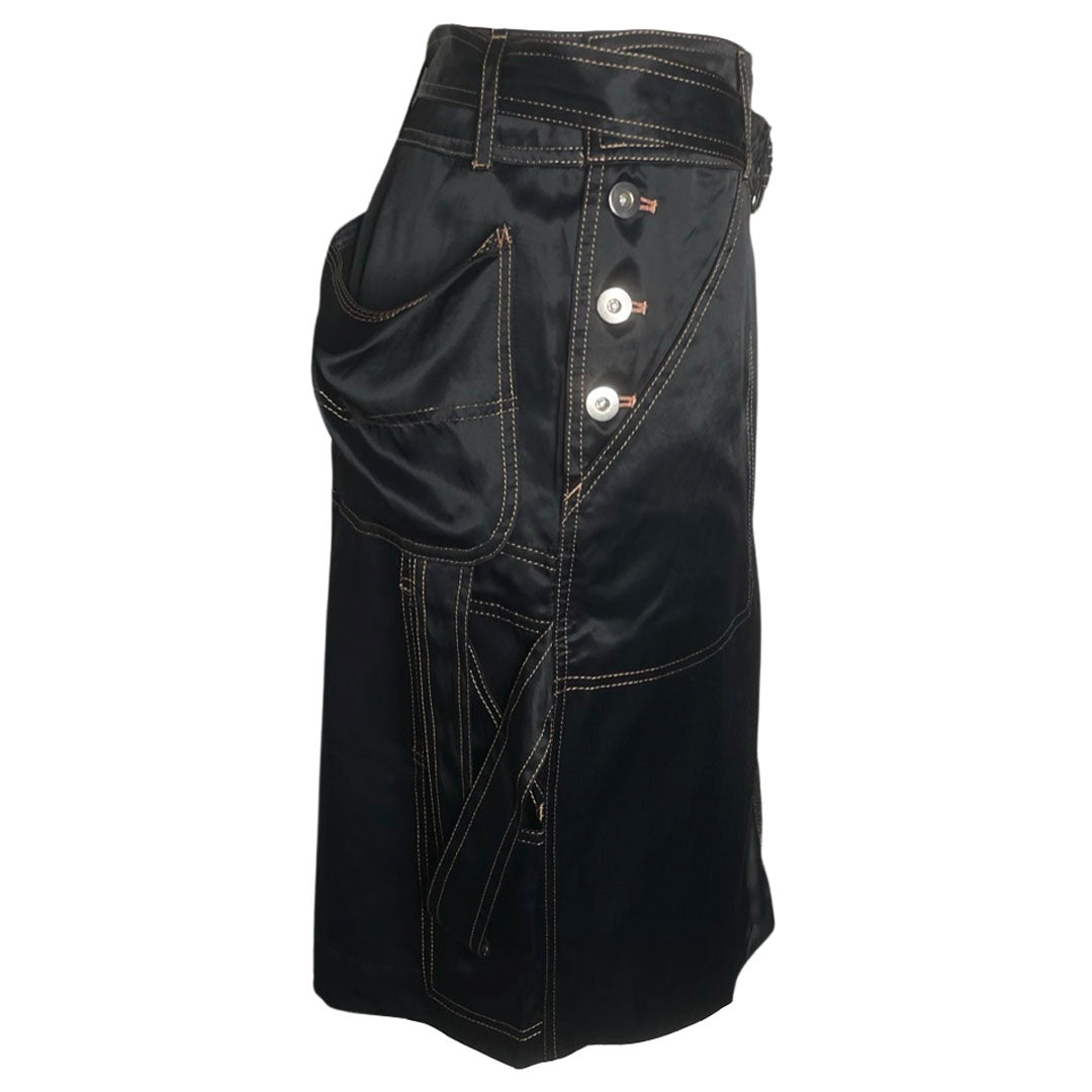 Jean Paul Gaultier Satin Two Piece Reverse Overall Skirt Set - 40