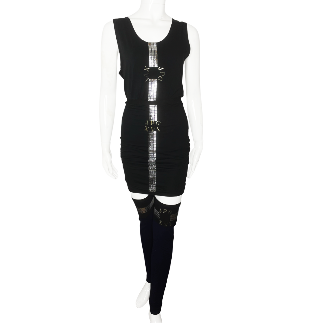 Jean Paul Gaultier 1987 Three Piece JPG Logo Skirt, Top and Leggings - 40